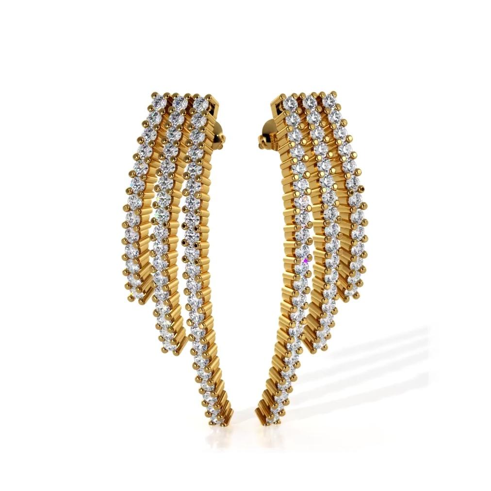 2.0 ctw. Triple Strand Diamond Drop Earrings