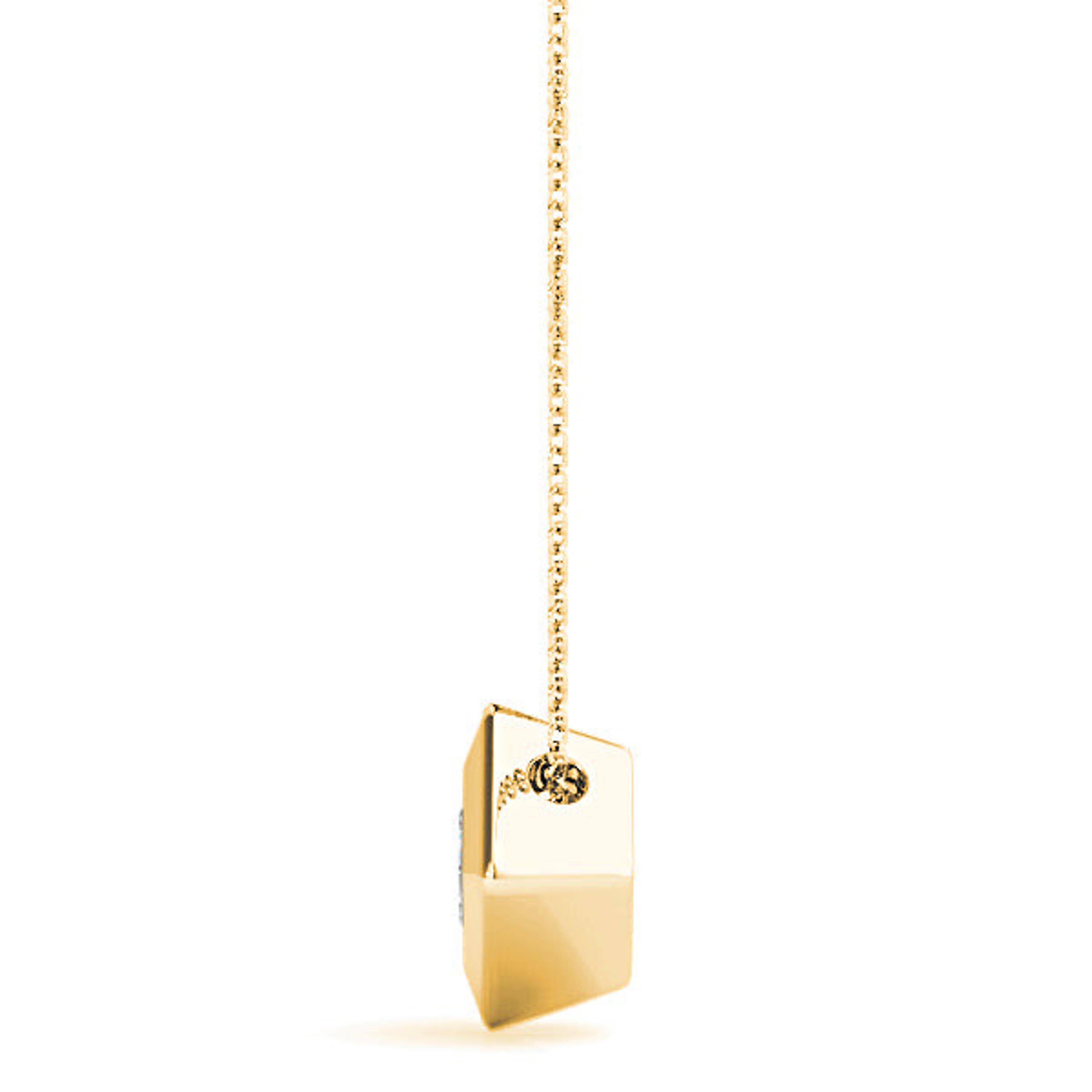 Bezel Set Princess Cut Diamond Solitaire Necklace Pendant-VIRABYANI