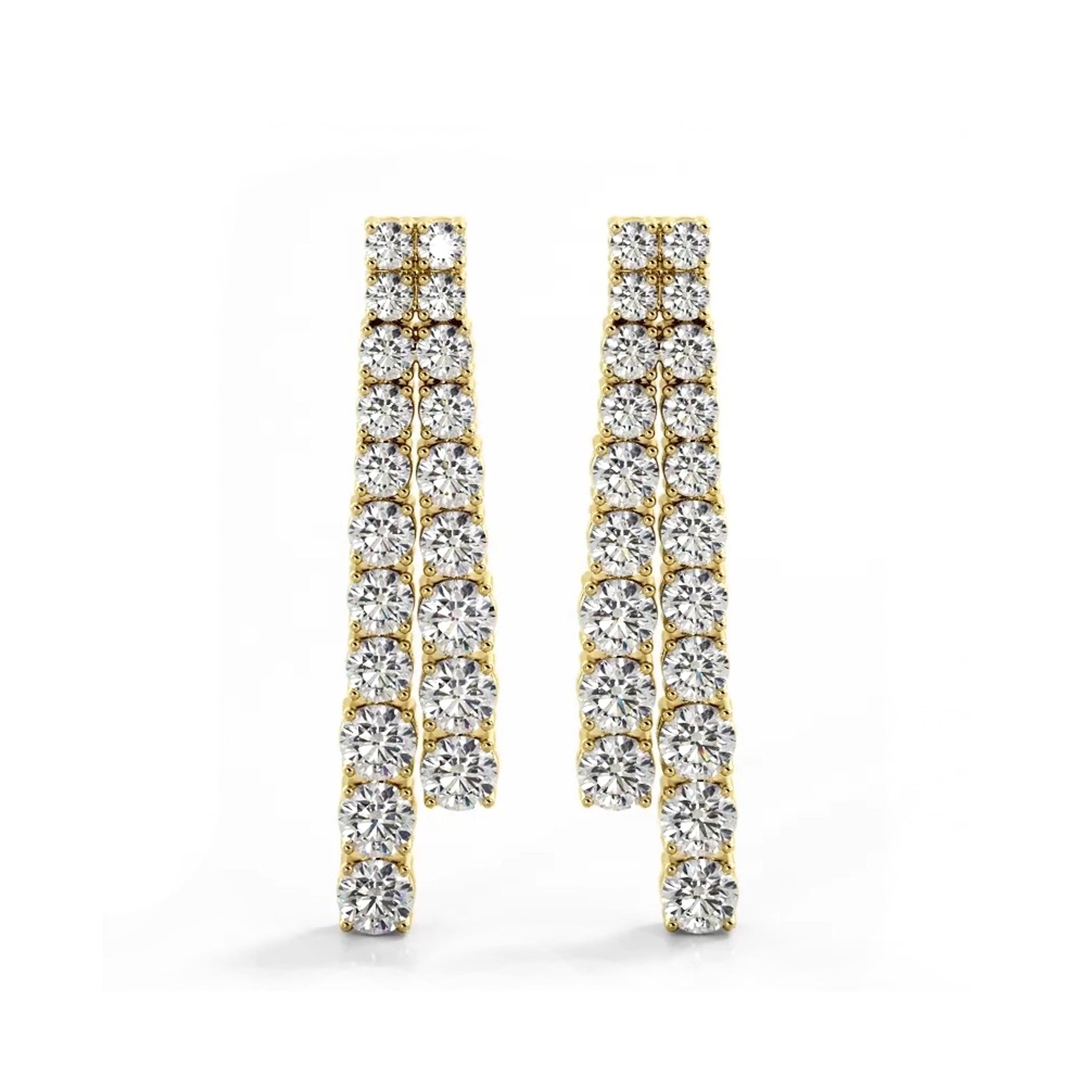 2.50 ctw. Graduated Round Diamond Two Row Drop Earrings