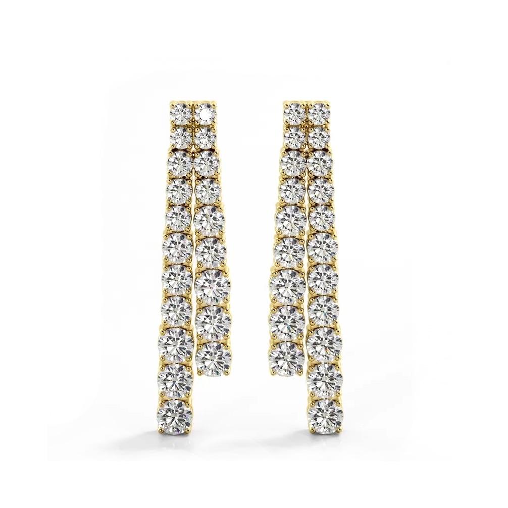 2.50 ctw. Graduated Round Diamond Two Row Drop Earrings