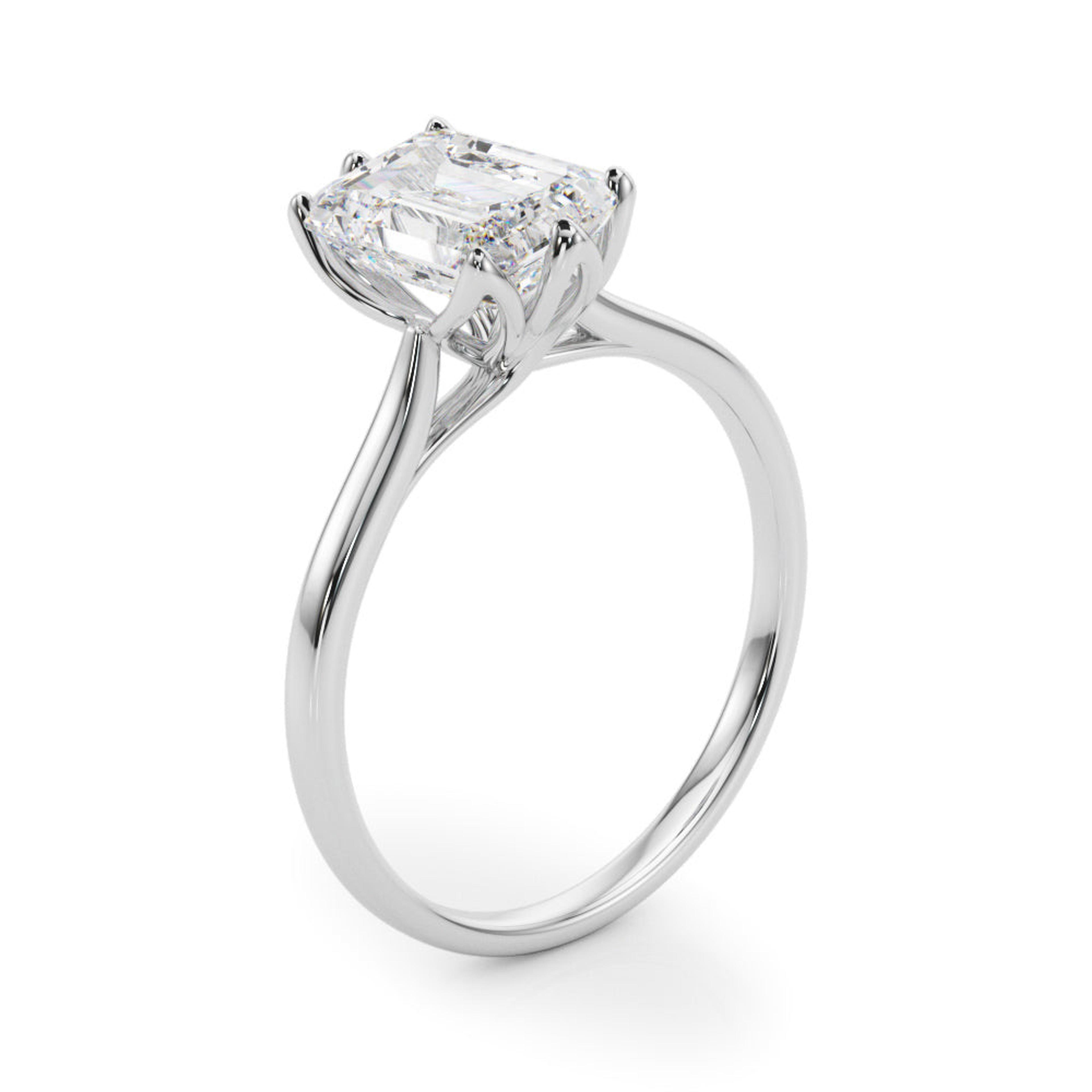 Esme Emerald Diamond Solitaire Engagement Ring