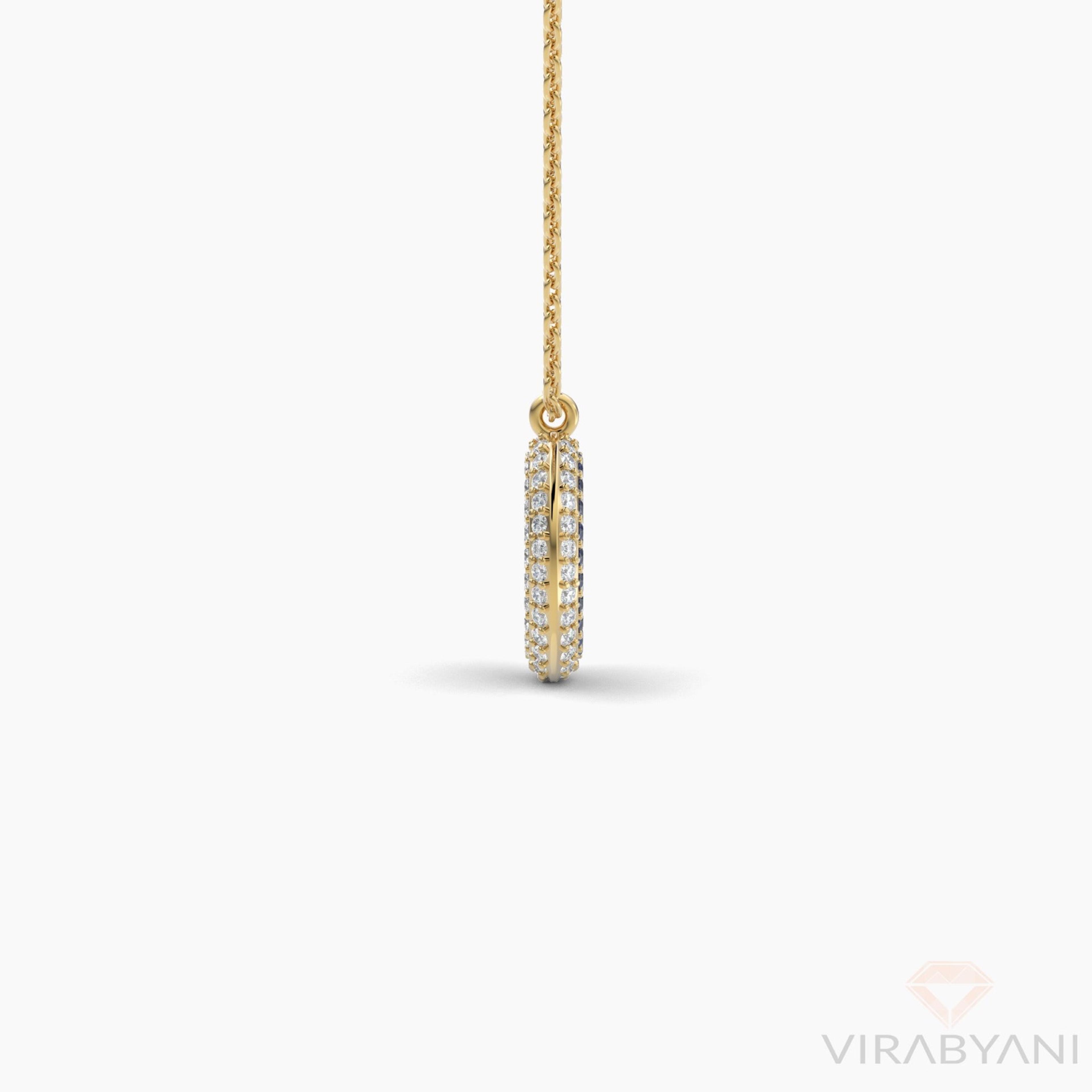 Double Sided Diamond & Sapphire Oval Shaped AMoré Pavé Necklace