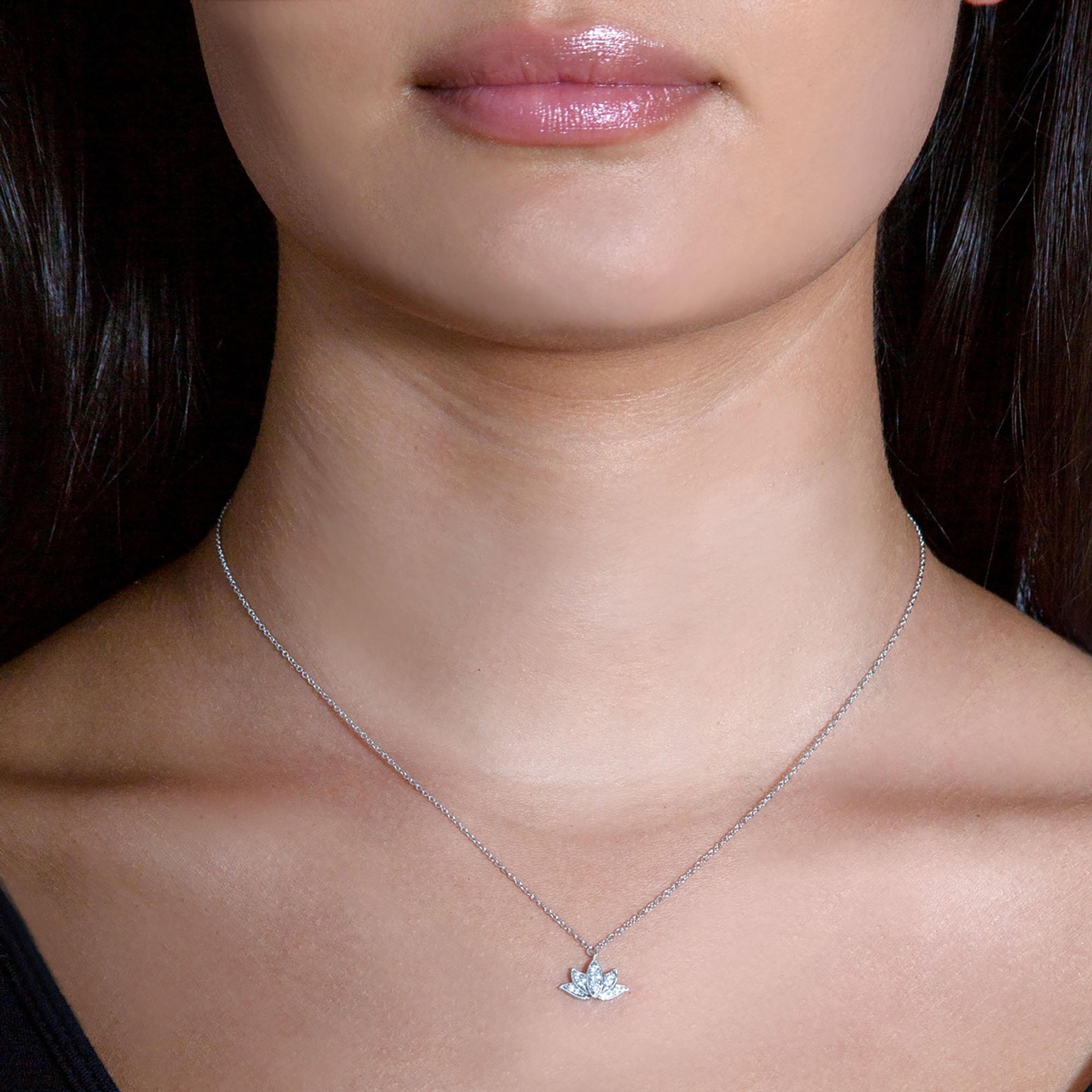 0.10 ctw Diamond Milgrain Leaves Necklace Pendant-VIRABYANI