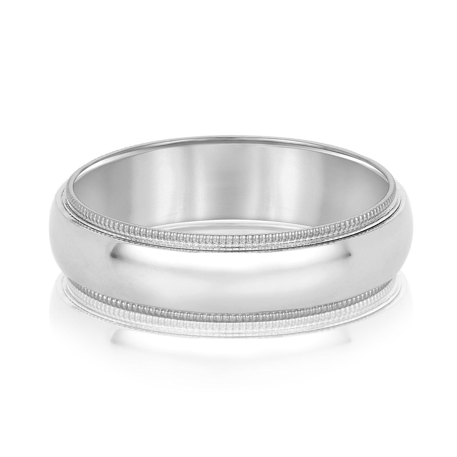 Domed Milgrain Classic Men's Wedding Band Comfort Fit