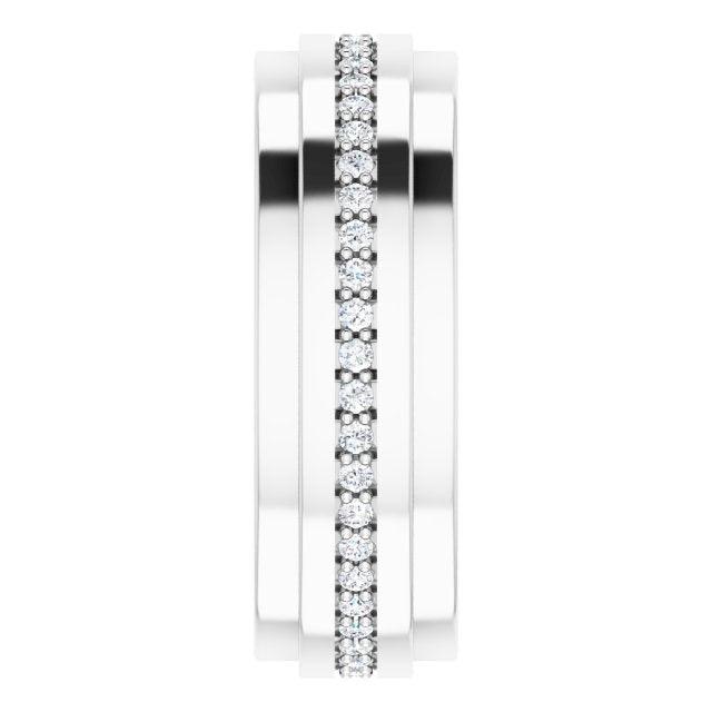 Round Diamond Men's Double Edge Eternity Band
