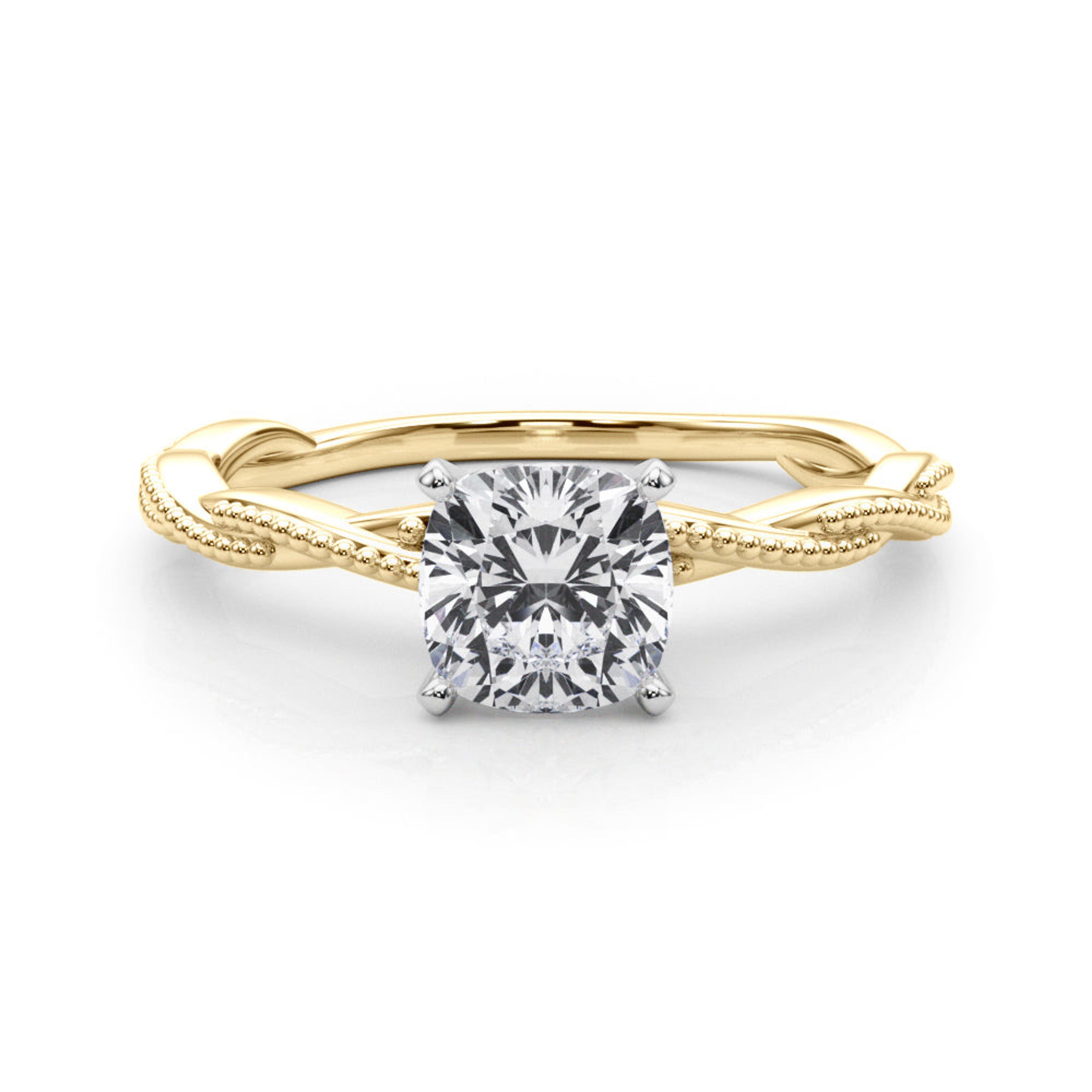 Anastasia Twisted Vine Cushion Diamond Solitaire Engagement Ring