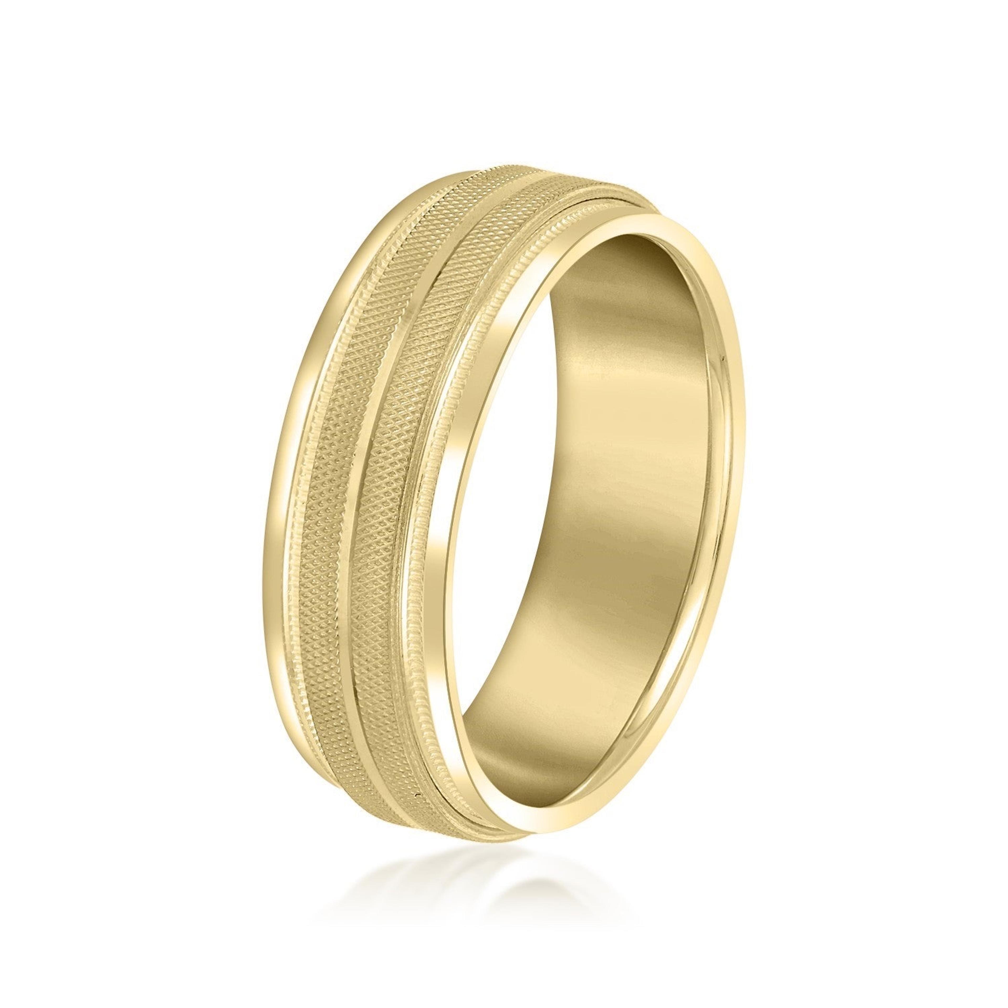 Men's High Beveled Center And Florentine Finish Band
