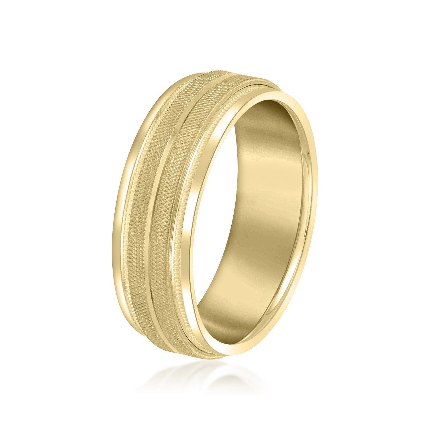 Men's High Beveled Center And Florentine Finish Band