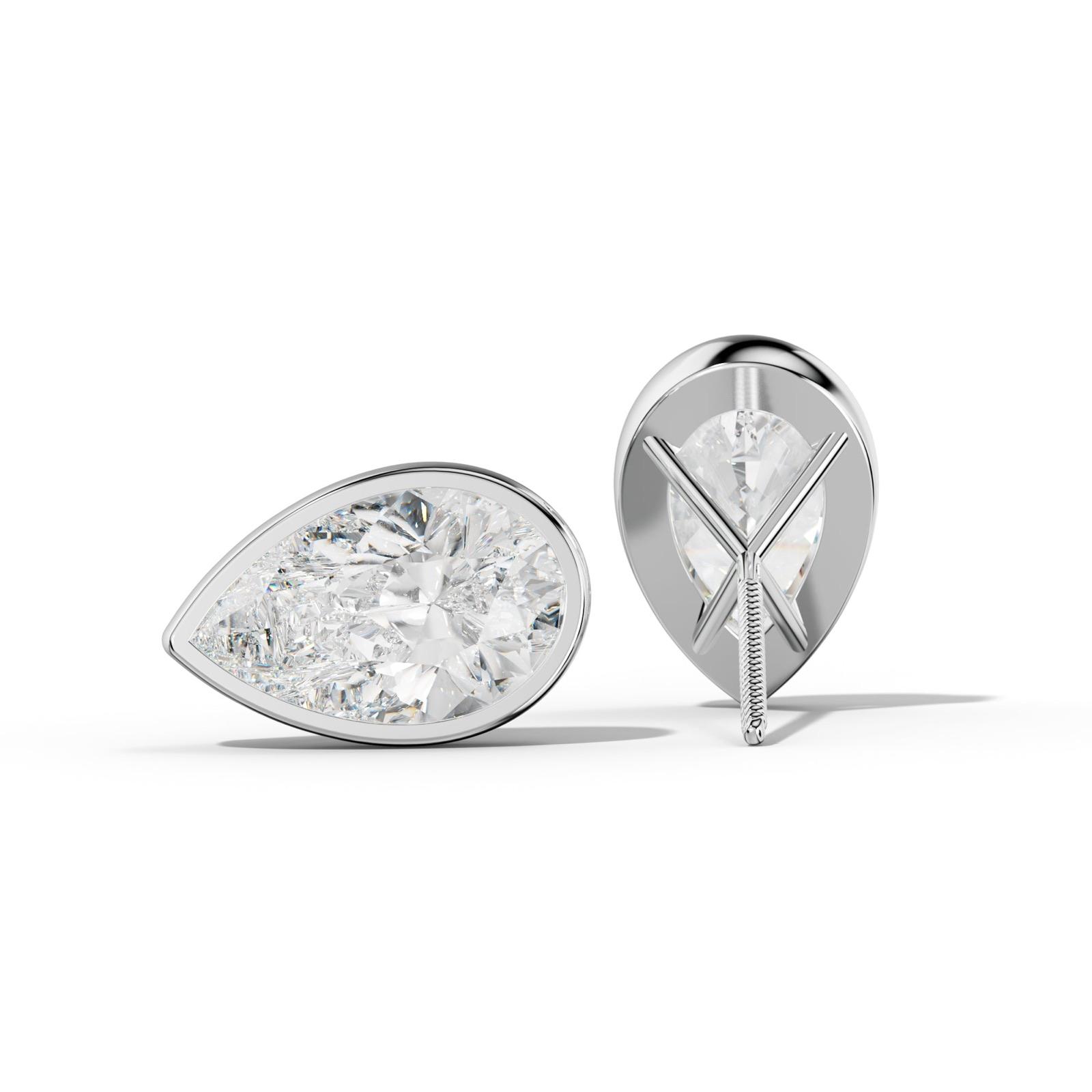Pear Shape Diamond Stud Earrings With Martini Bezel Set