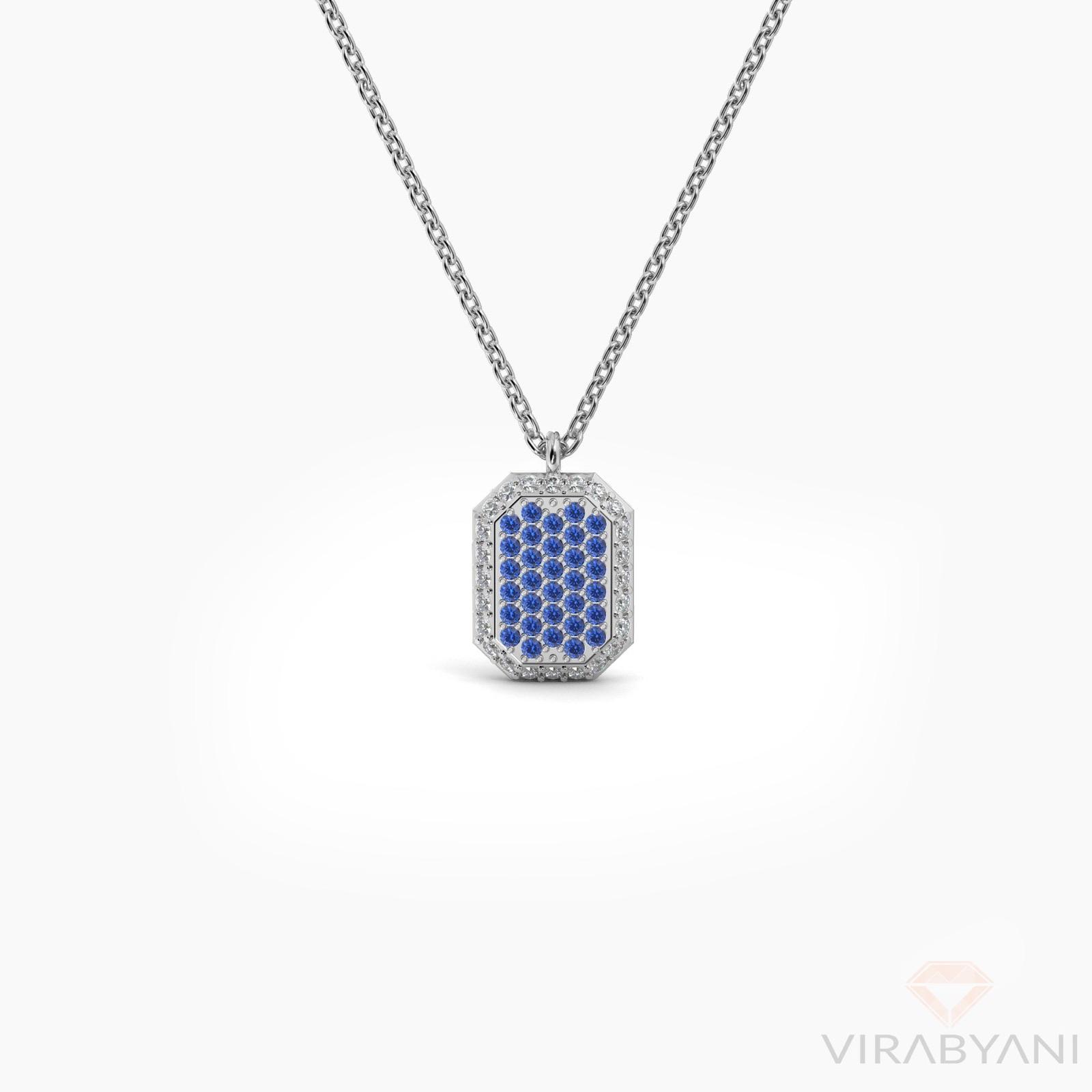 Double Sided Diamond and Sapphire Emerald Shaped AMoré Pavé Necklace