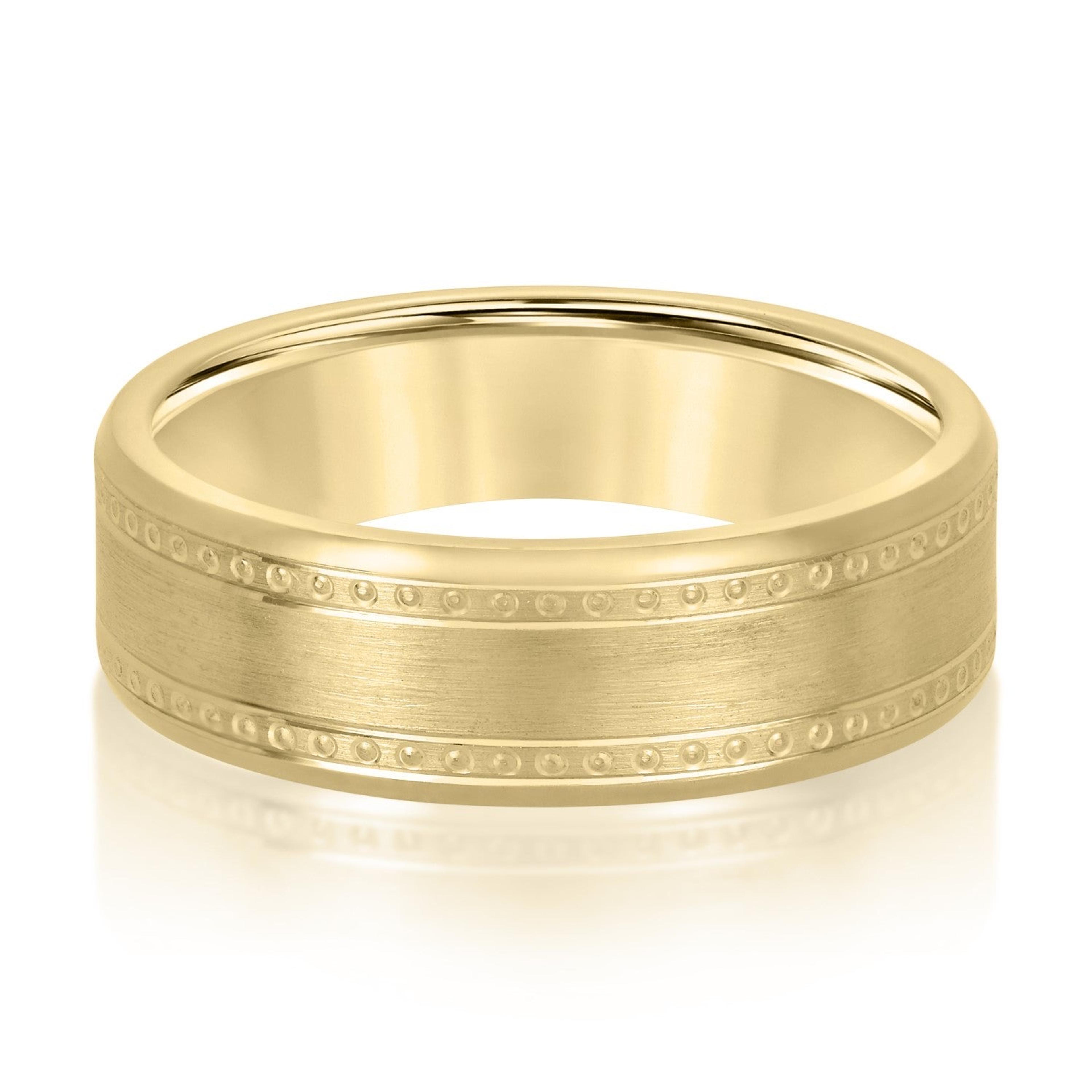 Men's Center Brushed Double Grooved Comfort-fit Wedding Band