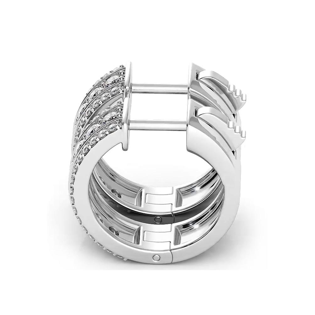 Three Row 1.0 ctw. Diamond Hoop Earrings Huggie Style