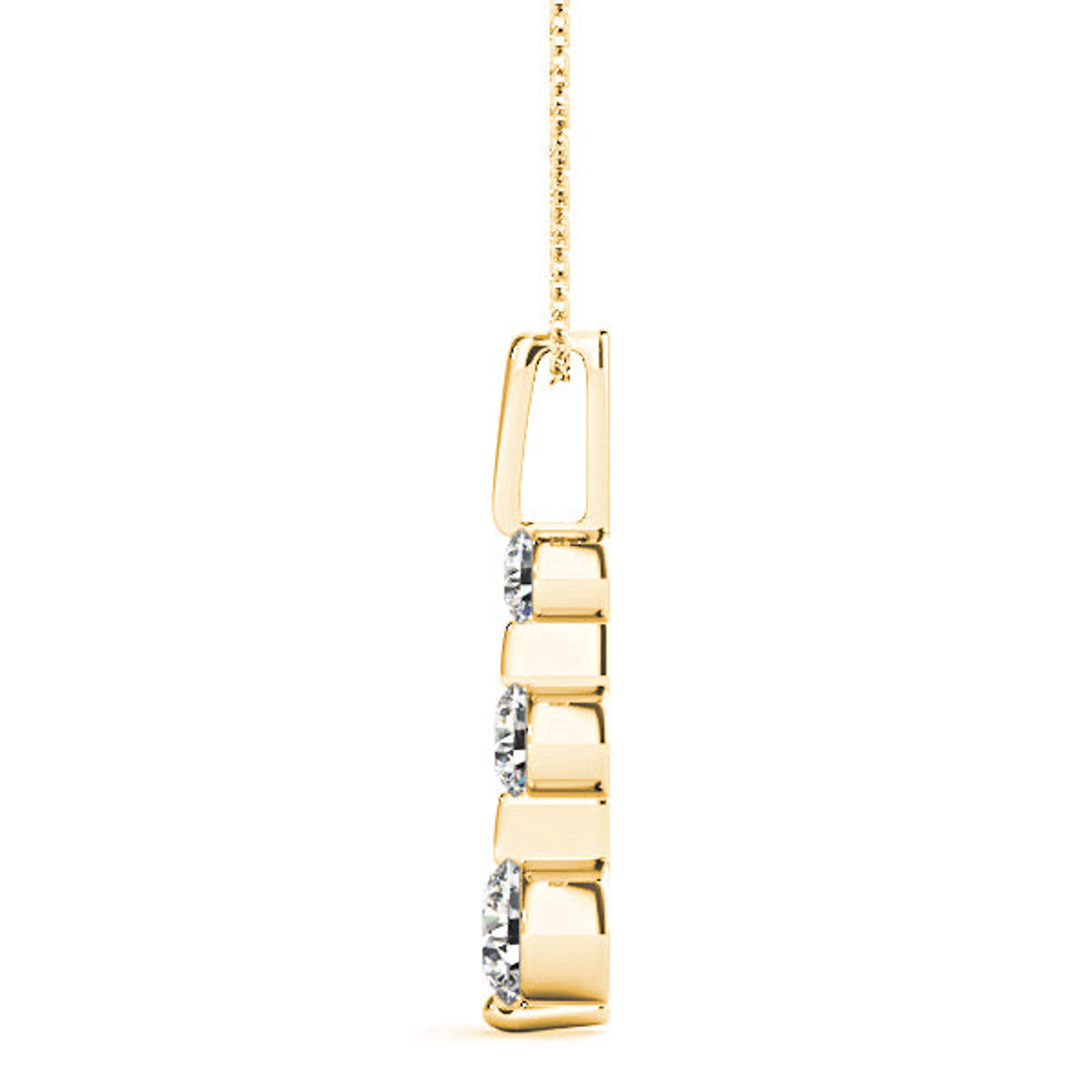 Bar Set 0.50 ctw Graduated Diamond Three Stone Necklace Pendant-VIRABYANI