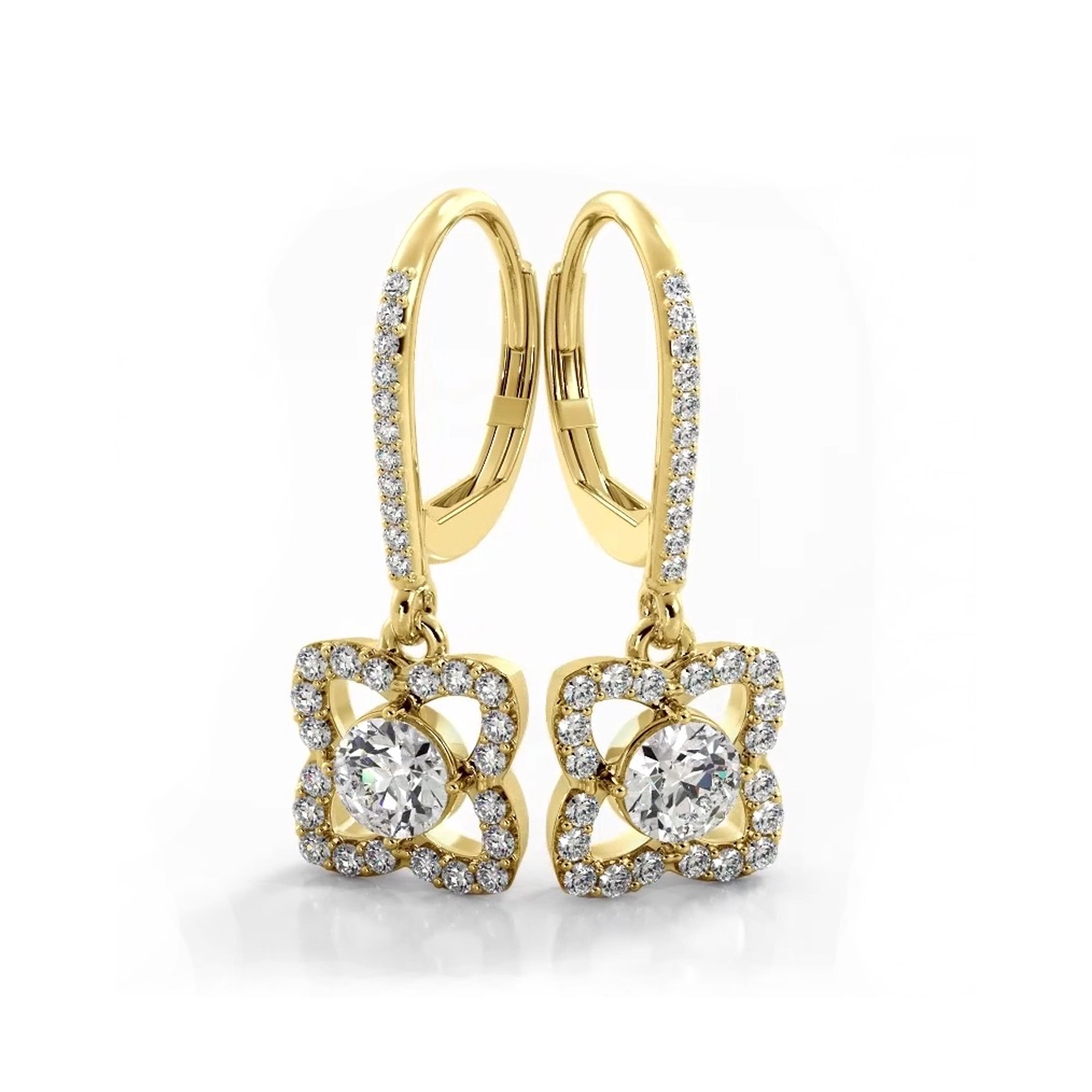 1.50 ctw. Blossom Diamond Drop Earrings Flower Drop Dangles