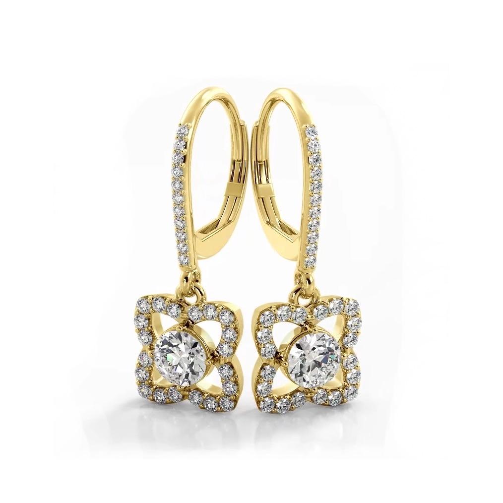 1.50 ctw. Blossom Diamond Drop Earrings Flower Drop Dangles