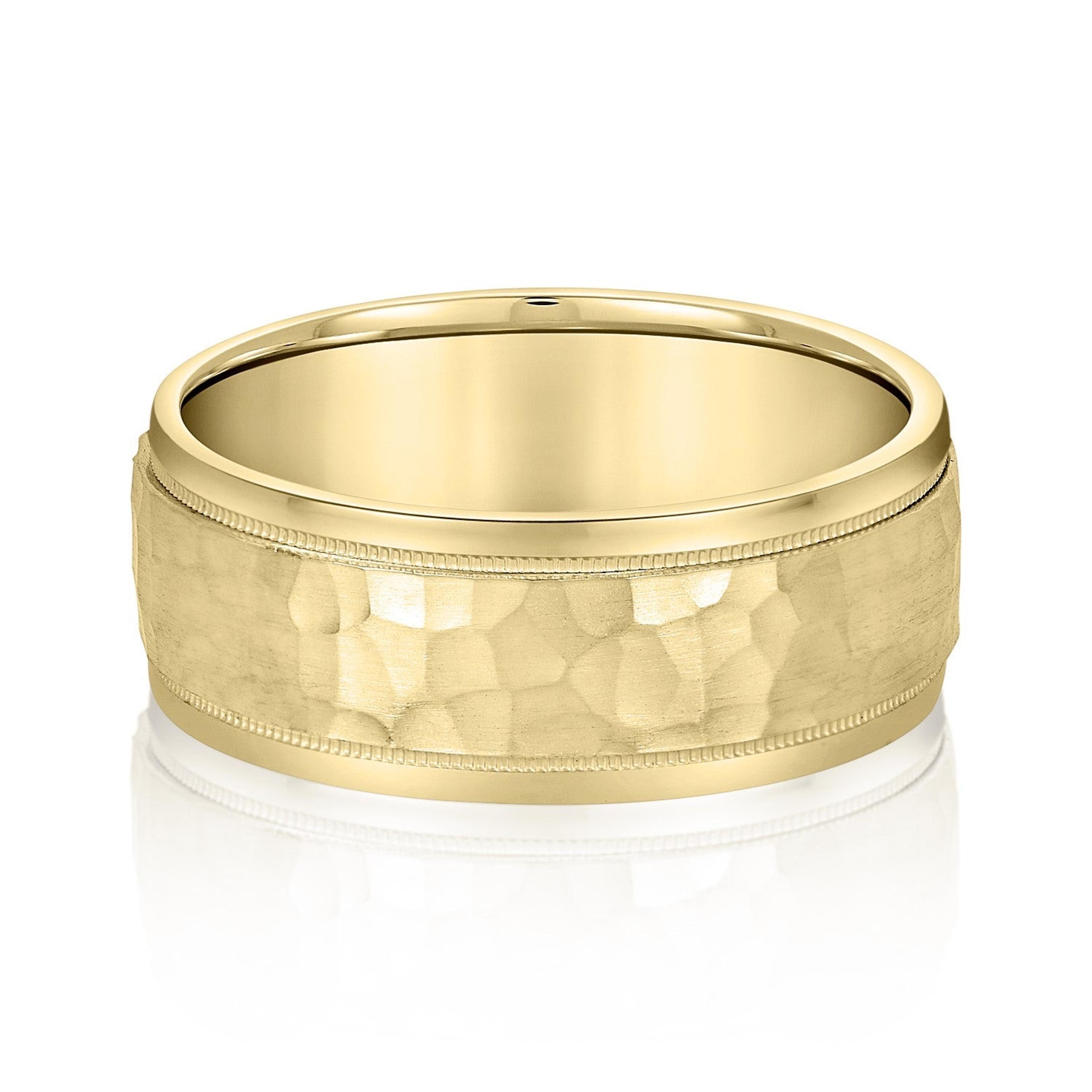 Men’s Milgrain Edges Hammered Center Band