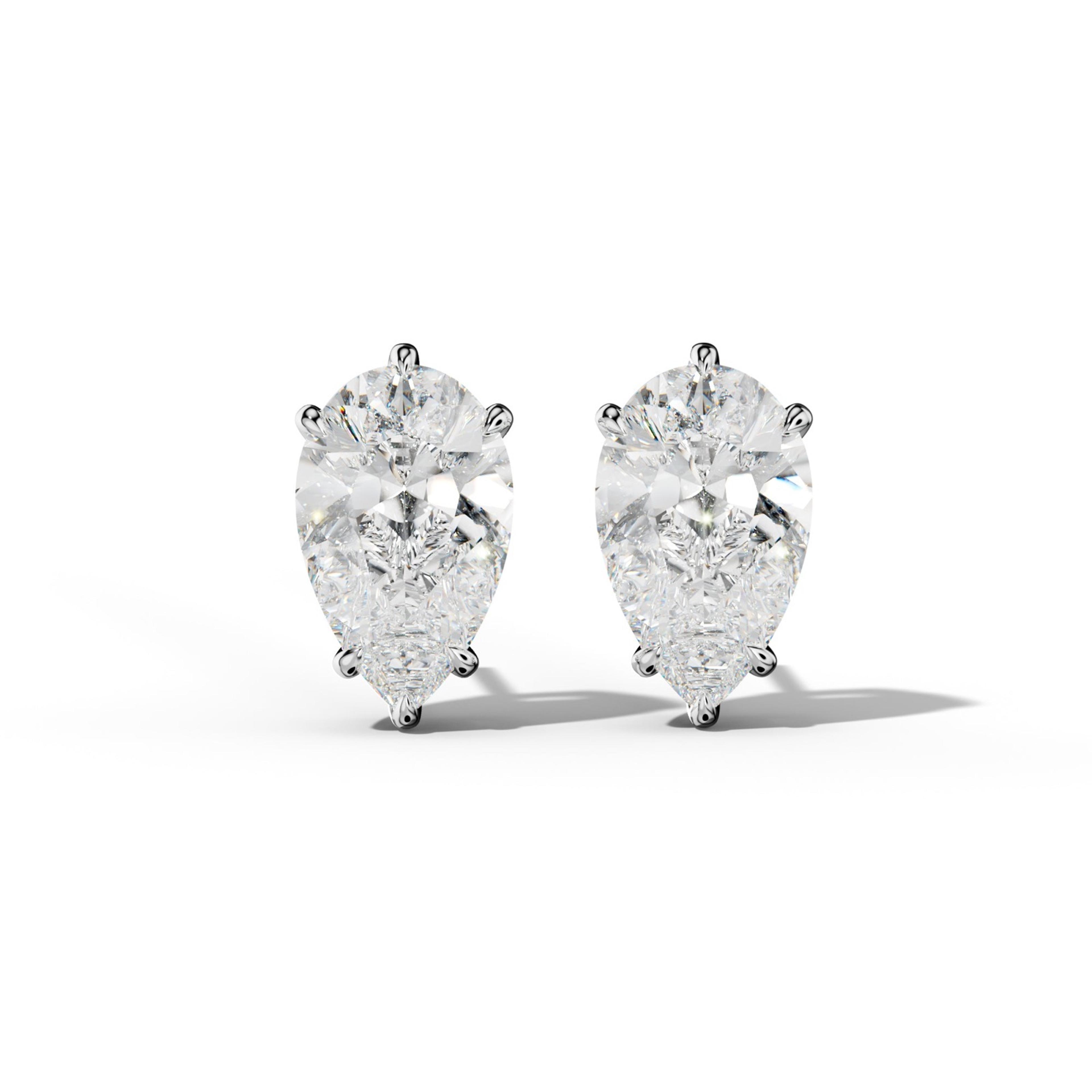Pear Shape Diamond Stud Earrings With Six Prongs