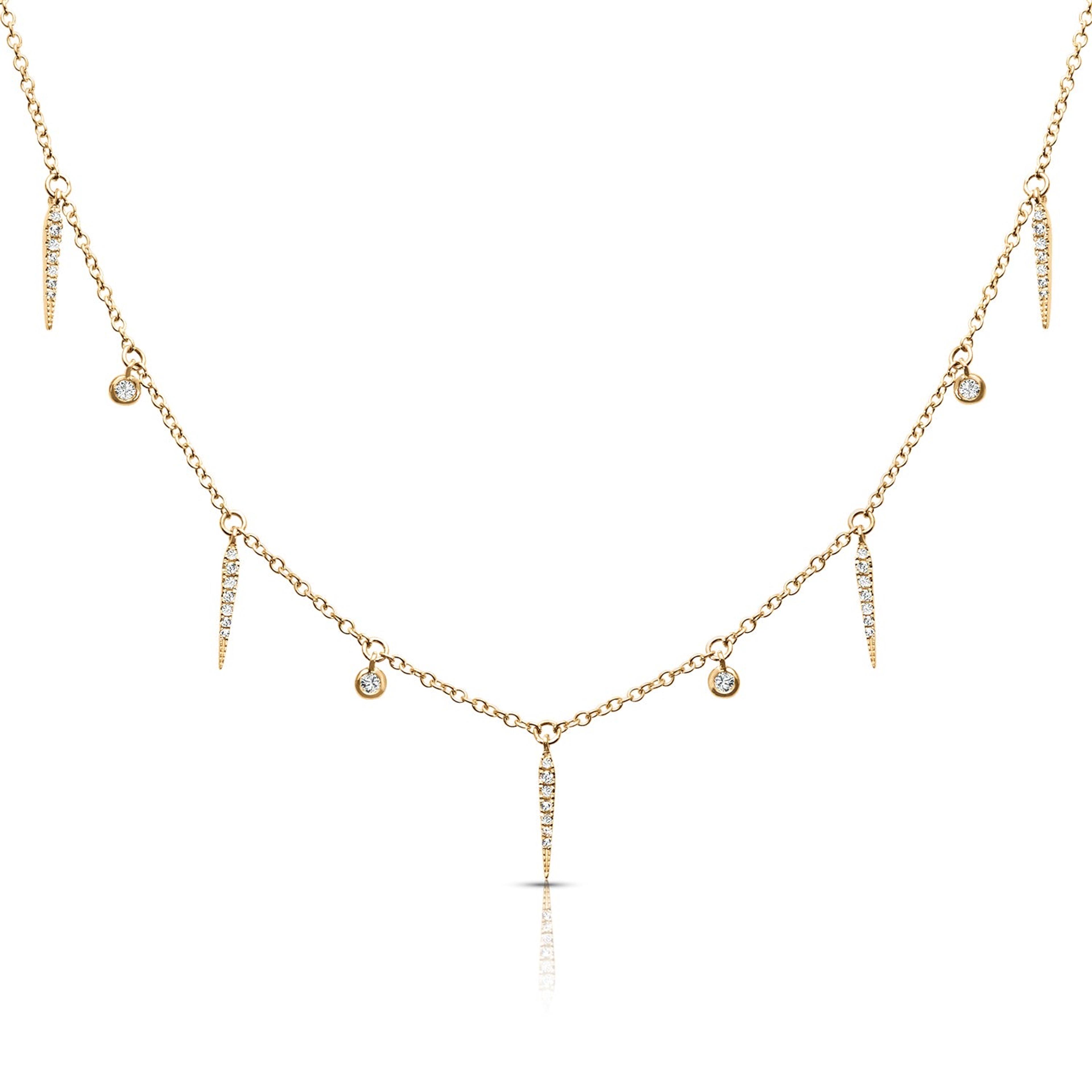 Fashion Diamond Choker With 0.16 ctw Diamond Chain Necklace-VIRABYANI