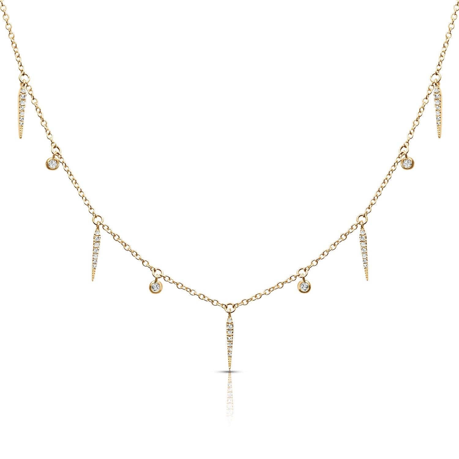 Fashion Diamond Choker With 0.16 ctw Diamond Chain Necklace-VIRABYANI
