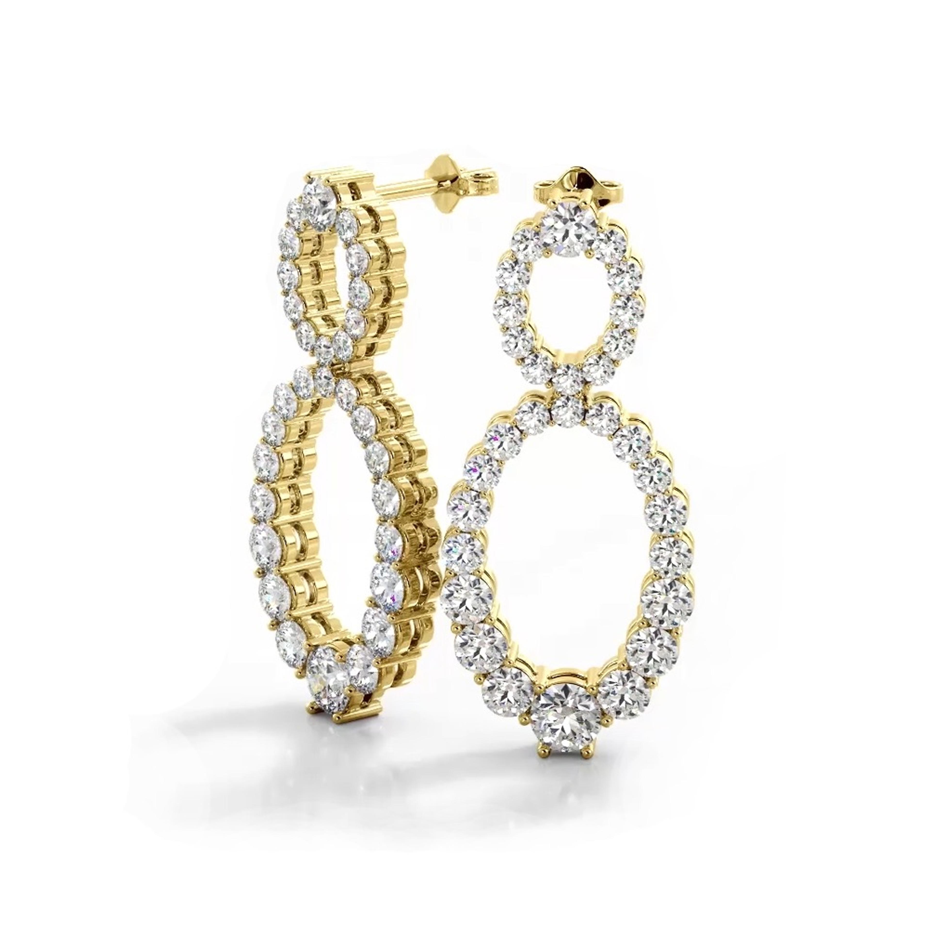 1.50 ctw. Round Diamond Drop Earrings Double Circles Dangle Style