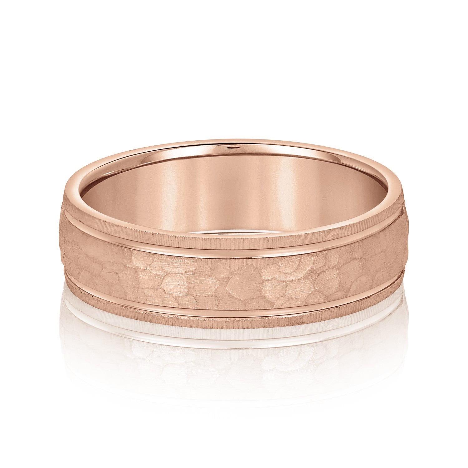 Men's Hammered Grooved Edged Band