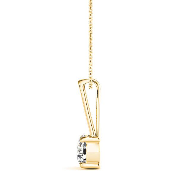 Four Prong Round Diamond Solitaire Necklace Pendant-VIRABYANI