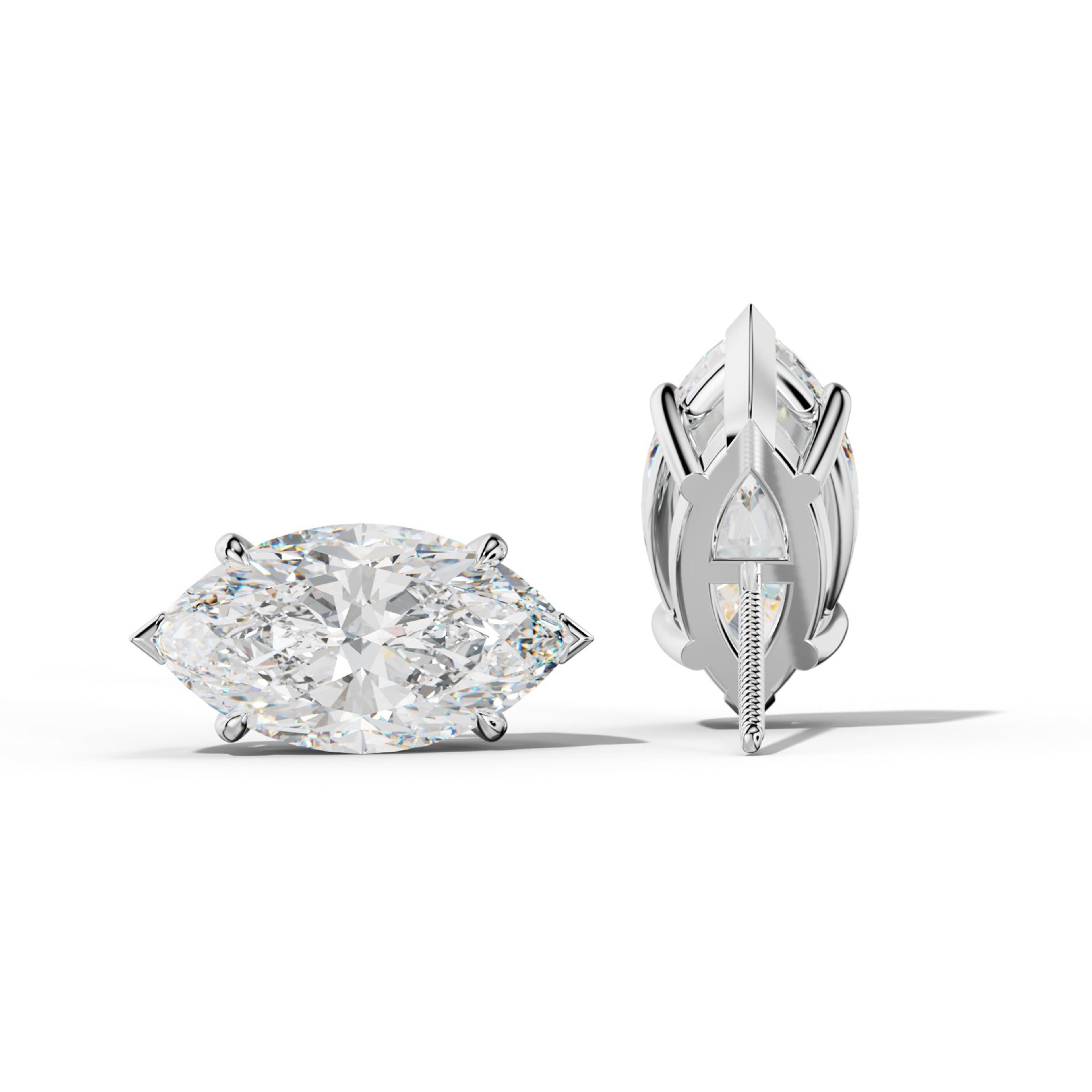 Marquise Diamond Stud Earrings With V Prong Setting
