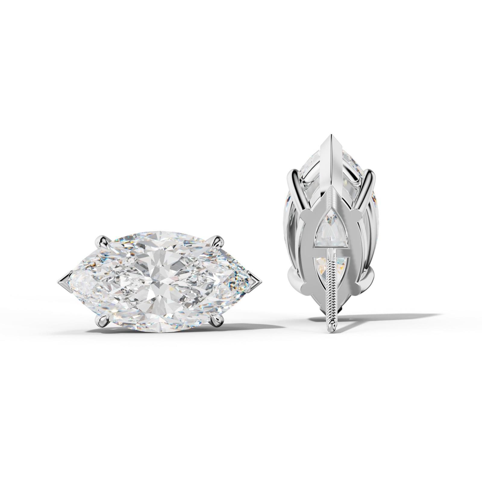 Marquise Diamond Stud Earrings With V Prong Setting