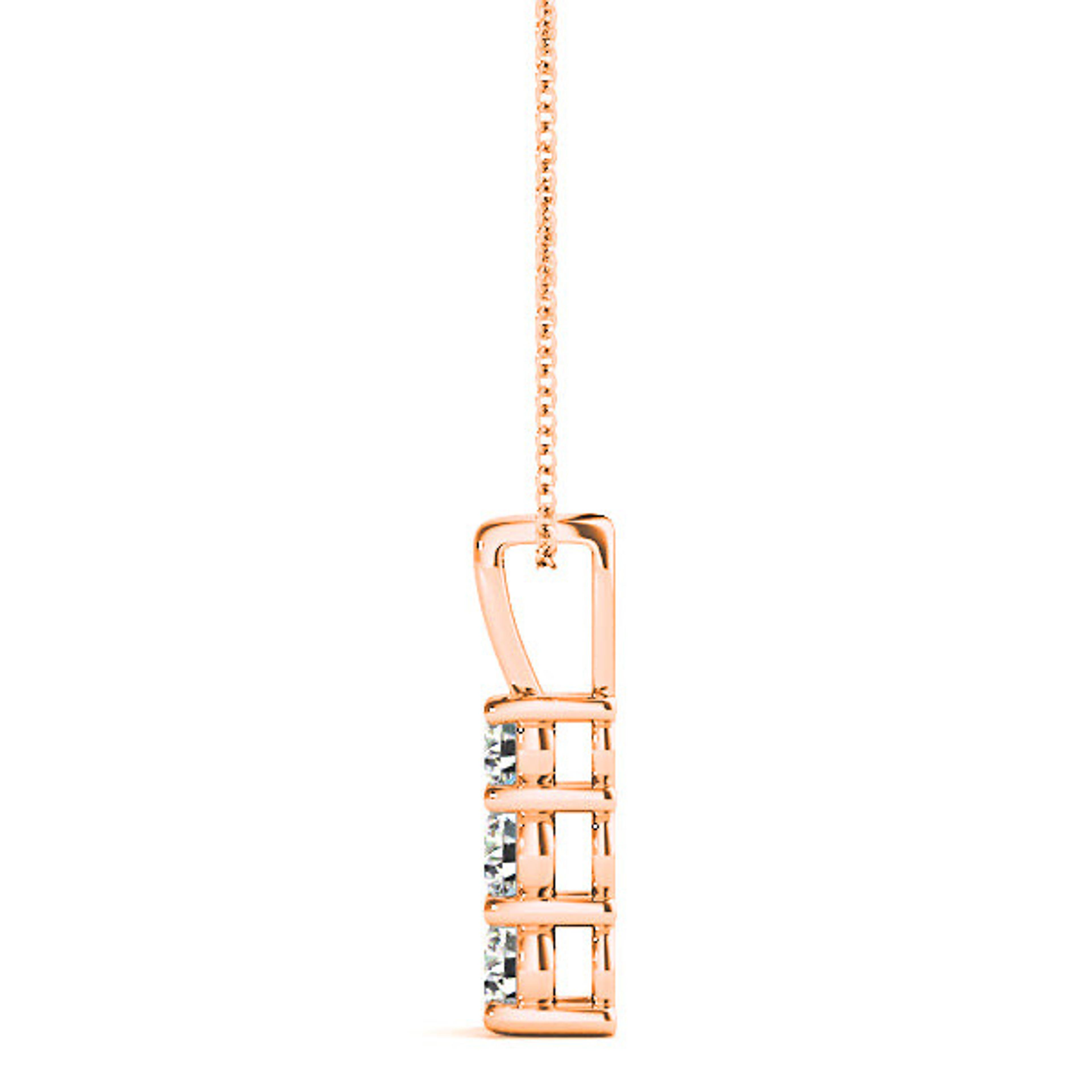 Graduated 0.35 ctw Diamond Three Stone Necklace Pendant-VIRABYANI