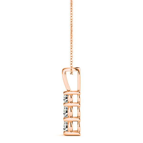 Graduated 0.35 ctw Diamond Three Stone Necklace Pendant-VIRABYANI