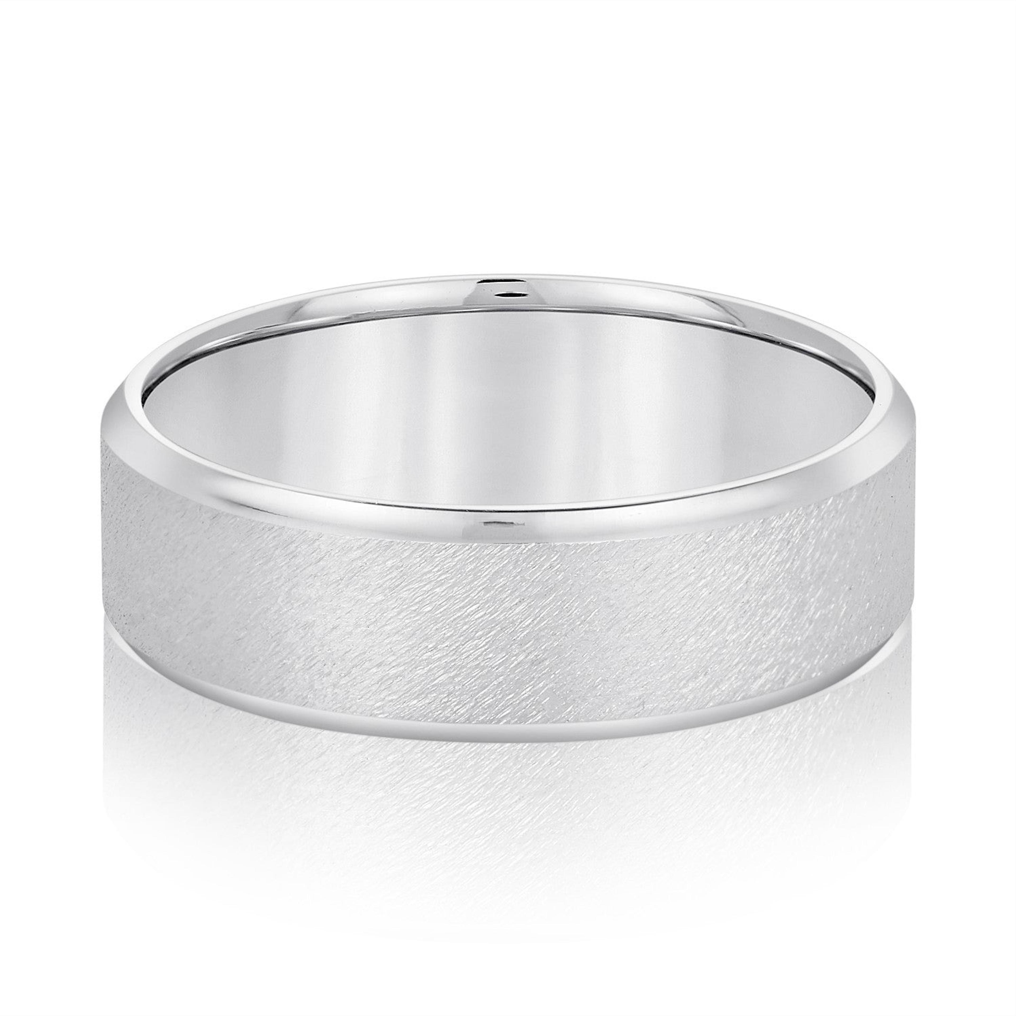 Beveled Edge Comfort Fit Sandblasted Finish Men's Band