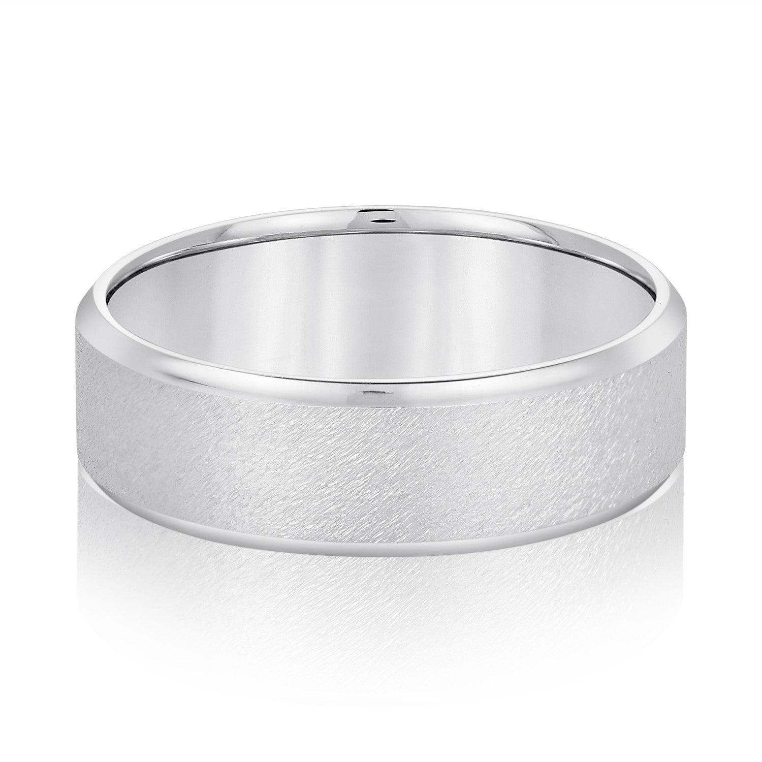 Beveled Edge Comfort Fit Sandblasted Finish Men's Band