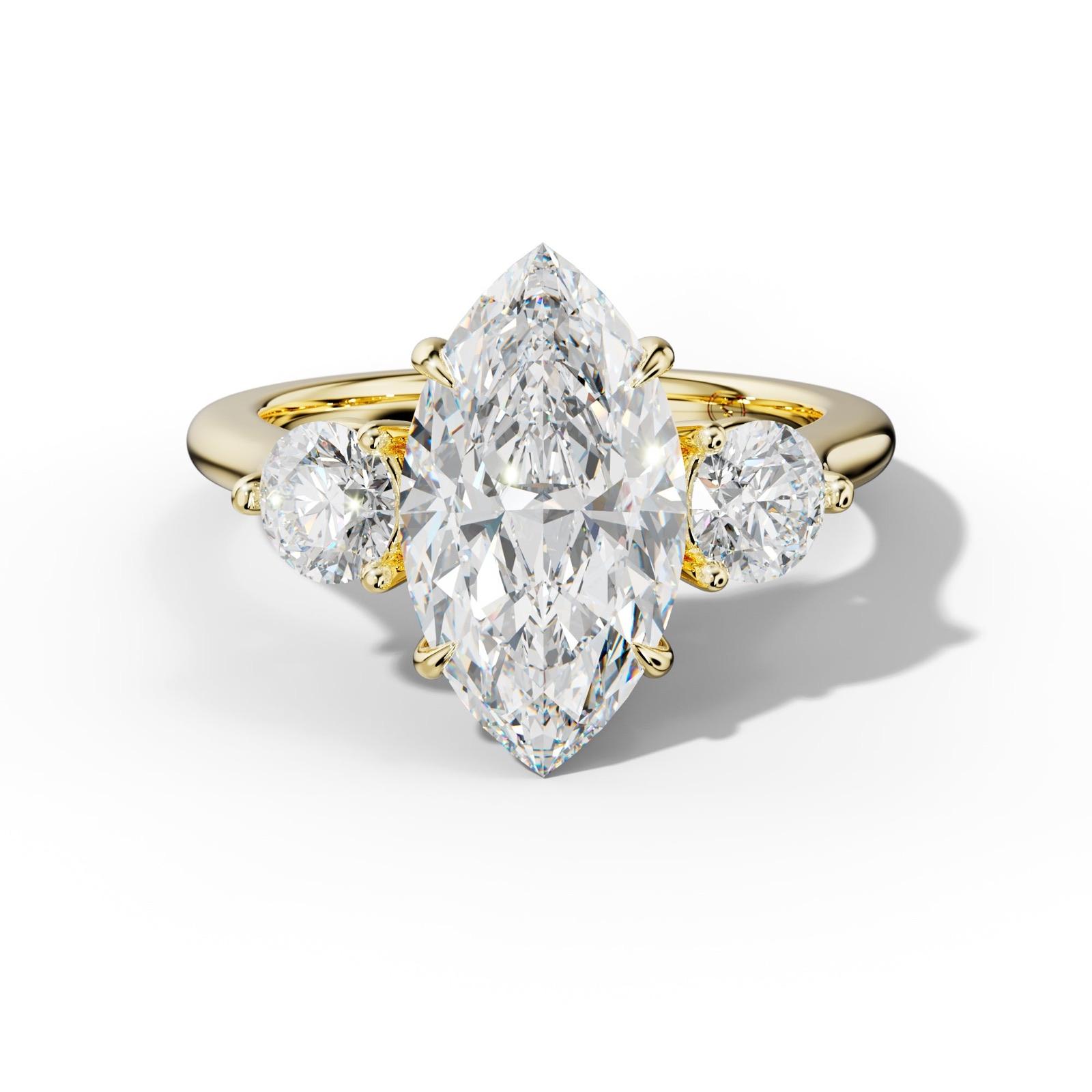 Elsa Marquise Center Round Side Diamond Engagement Ring