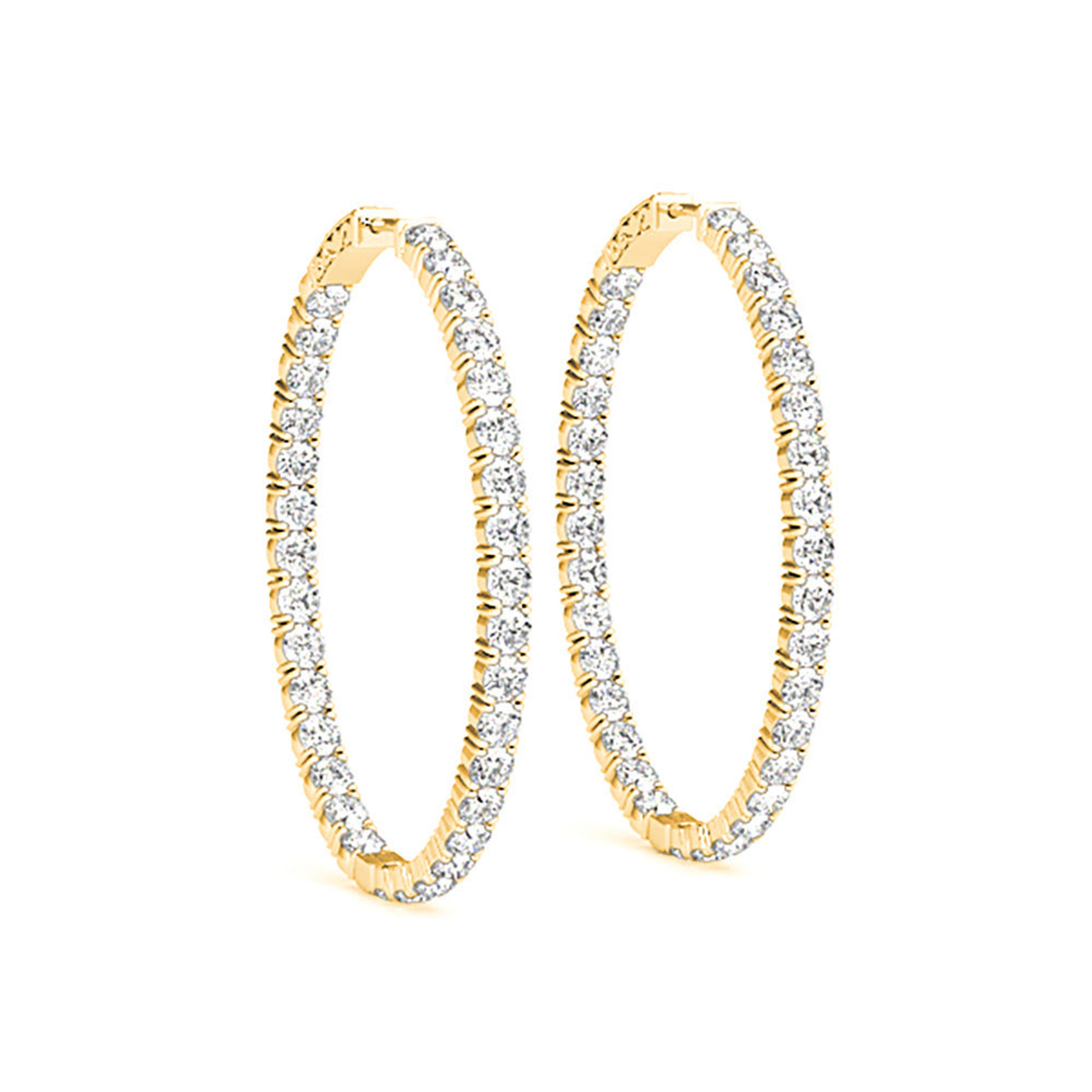 Classic 6.00 ctw Diamond Hoop Earrings Inside-Out Modern Style