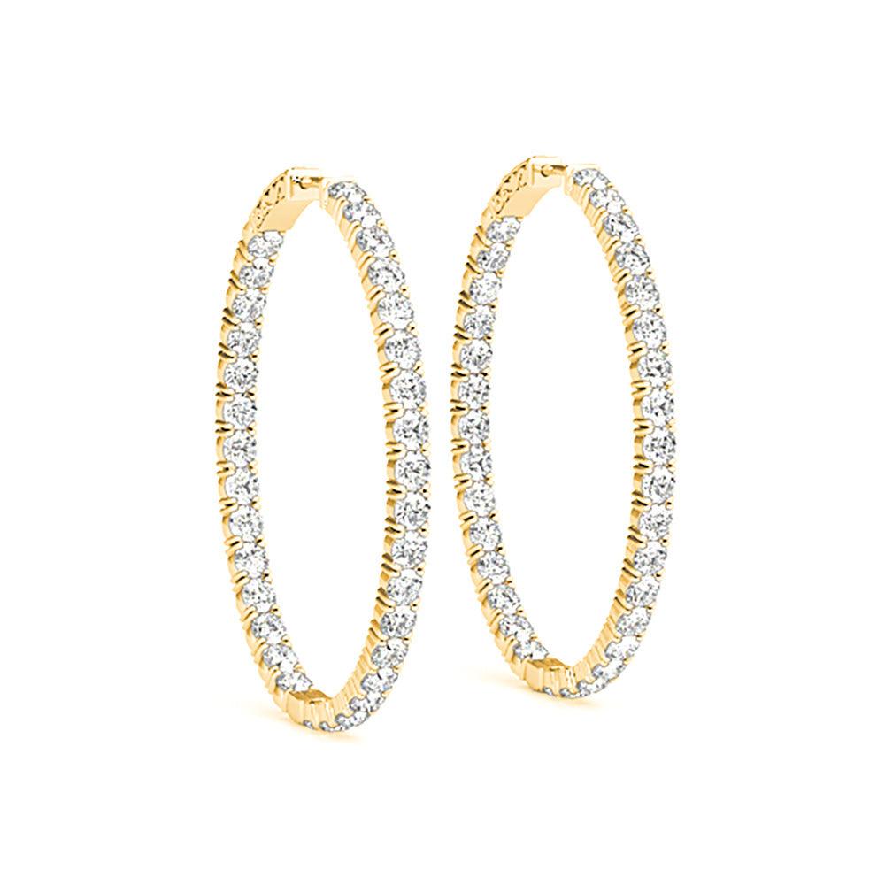 Classic 6.00 ctw Diamond Hoop Earrings Inside-Out Modern Style
