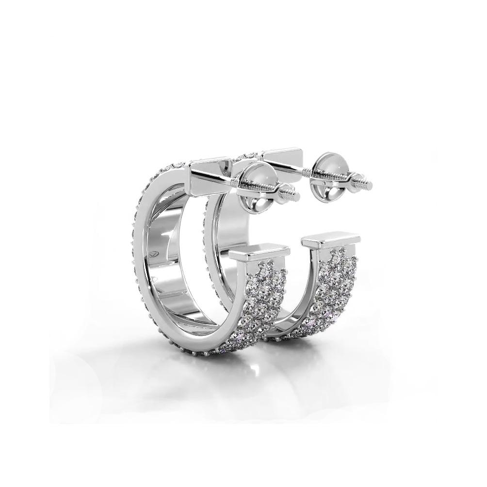 2.0 ctw. Classic Triple Row Pave Diamond Hoop Earrings