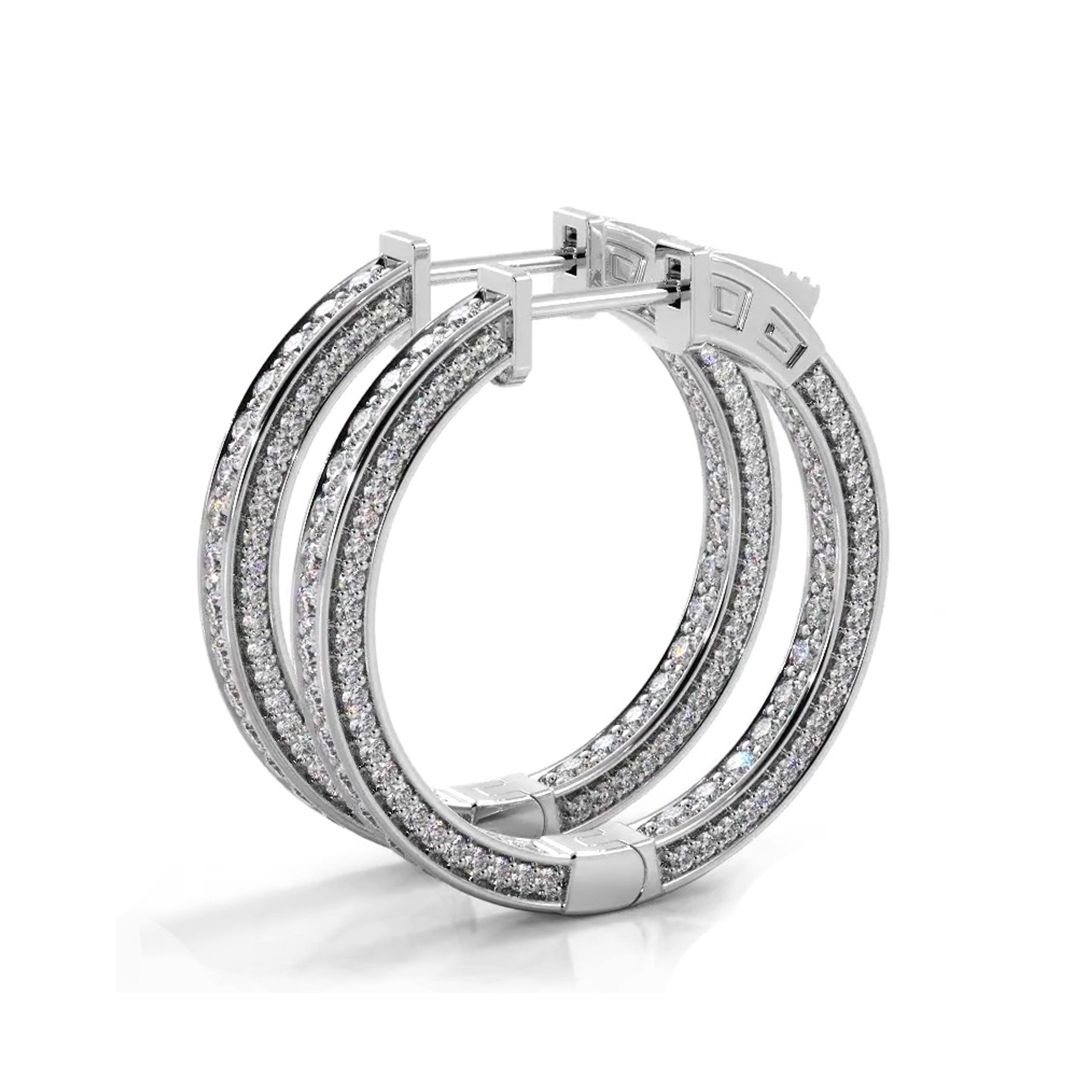 2.0 ctw. Three Sided Inside Out Diamond Hoop Earrings