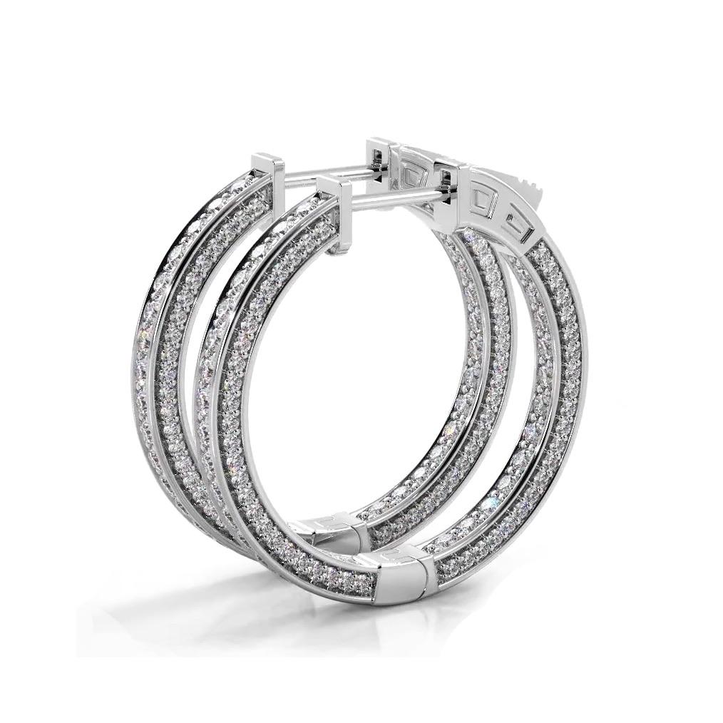 2.0 ctw. Three Sided Inside Out Diamond Hoop Earrings