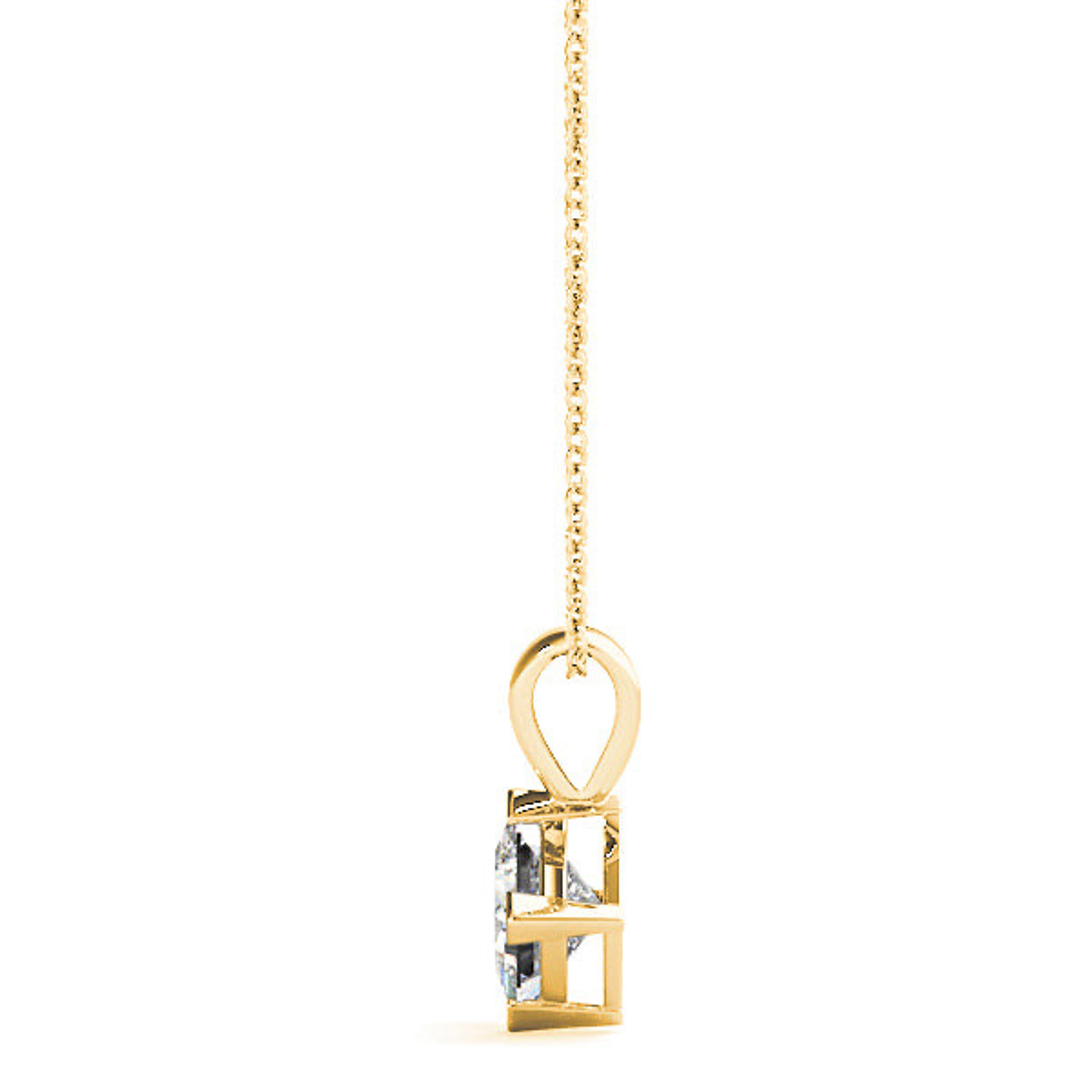 V Prong Princess Cut Diamond Solitaire Necklace Pendant-VIRABYANI