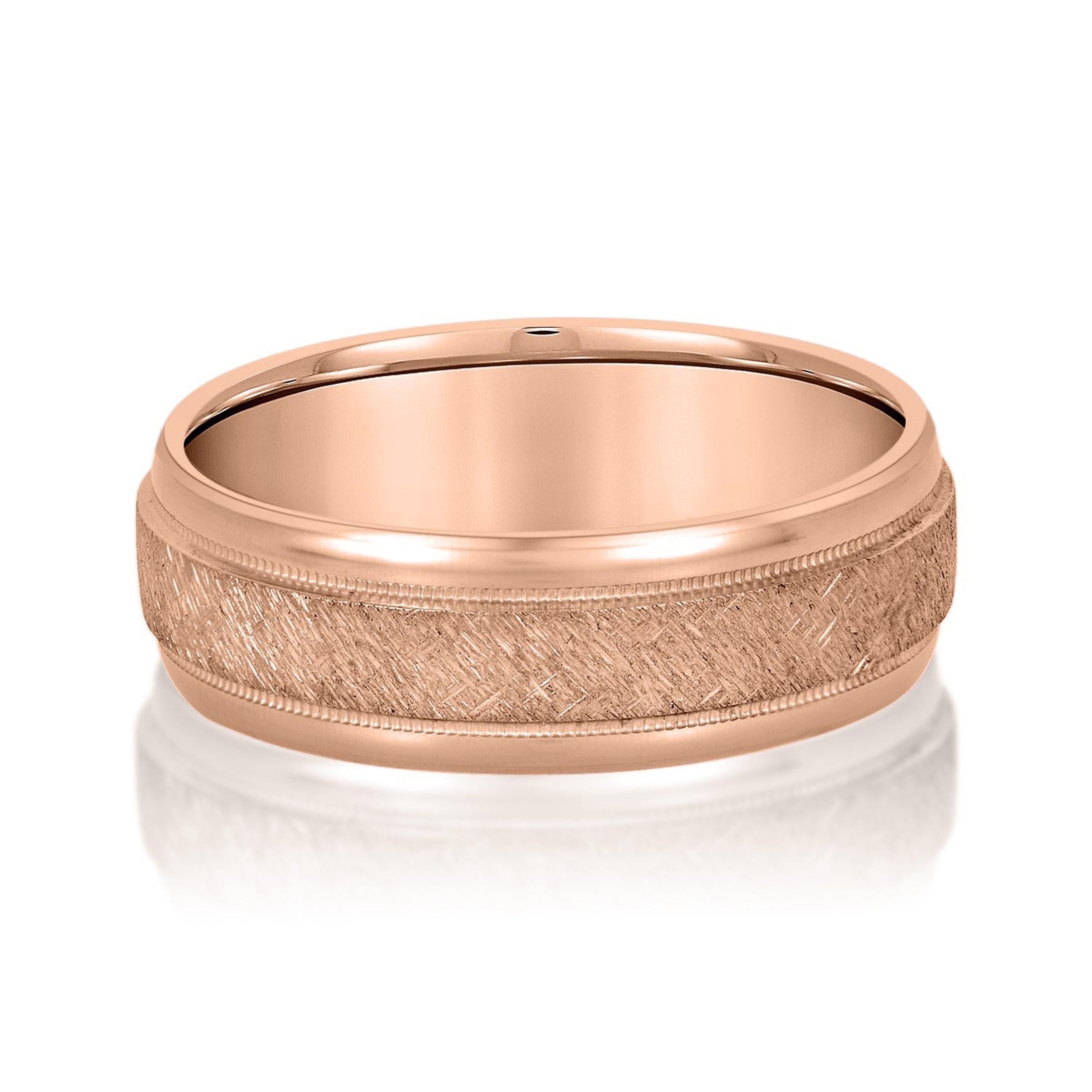 Men's Scratch-Finish Milgrain Wedding Band