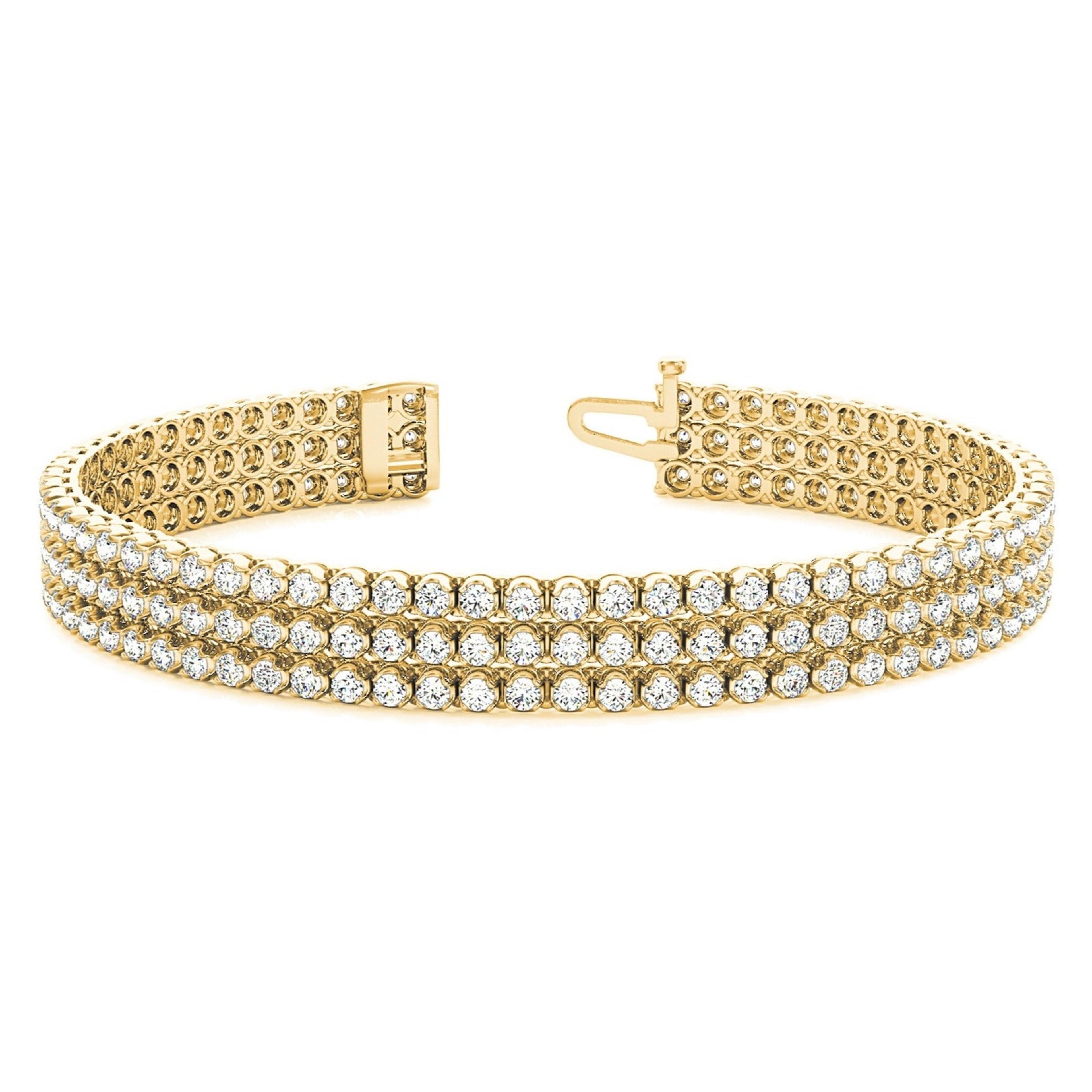 3.75 ctw Round Diamond Three Row Tennis Bracelet-VIRABYANI