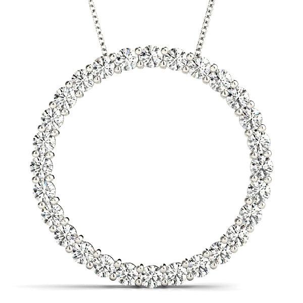 1.26 ctw Diamond Circle Necklace Pendant Shared Prong Set-VIRABYANI