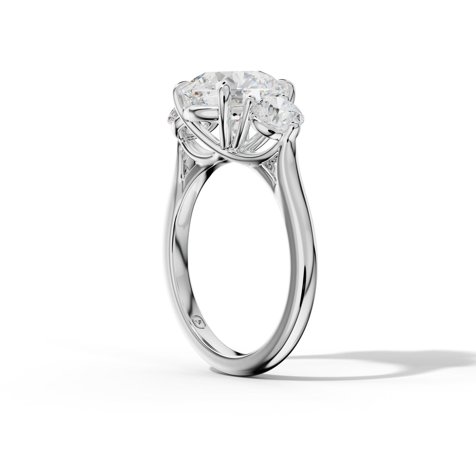 Elsa Round Center Round Side Diamond Engagement Ring