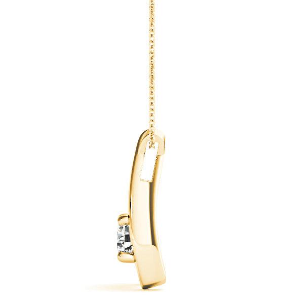 Ribbon Four Prong Round Diamond Solitaire Necklace Pendant-VIRABYANI