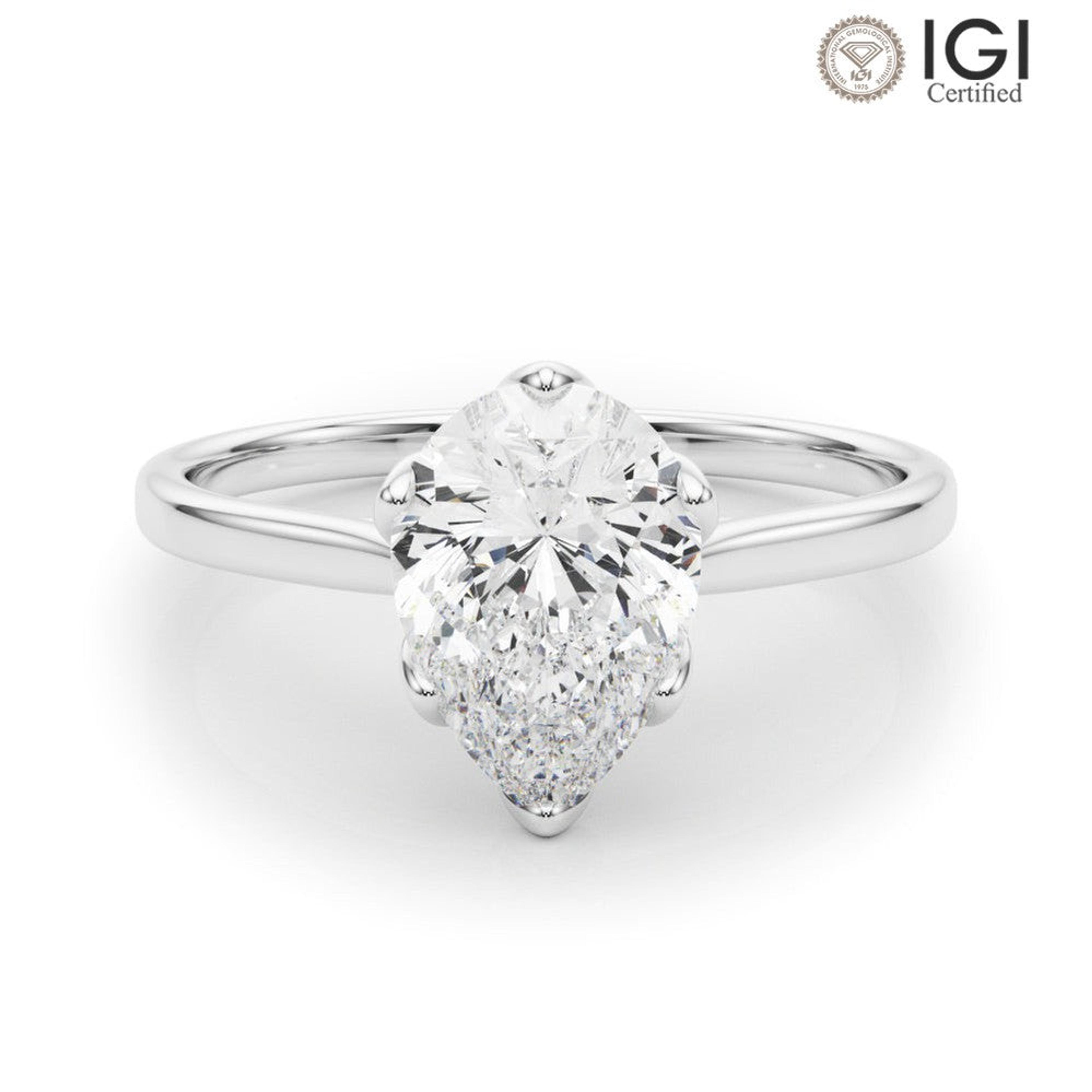 Esme Pear Lab Grown Diamond Solitaire Engagement Ring IGI Certified