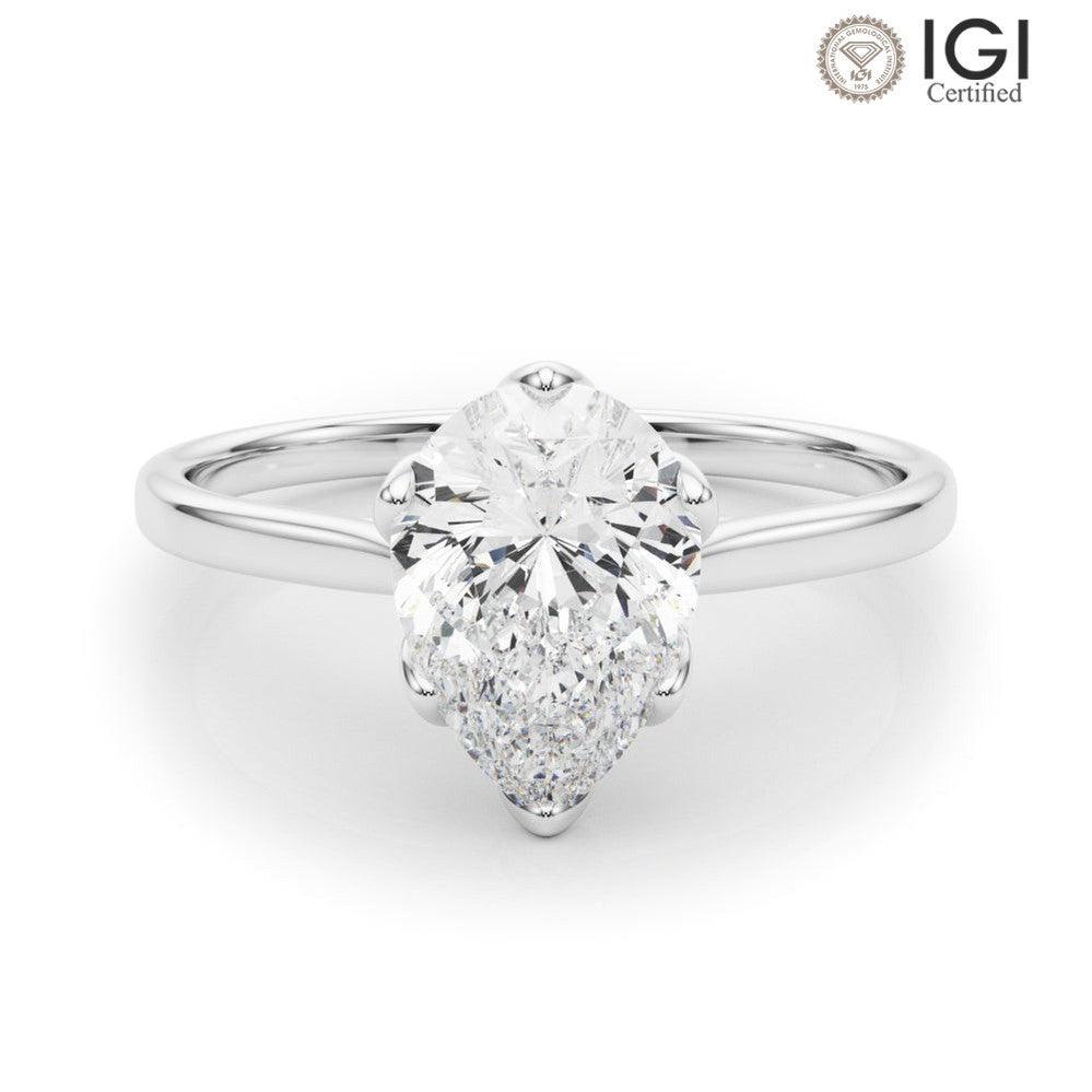 Esme Pear Lab Grown Diamond Solitaire Engagement Ring IGI Certified