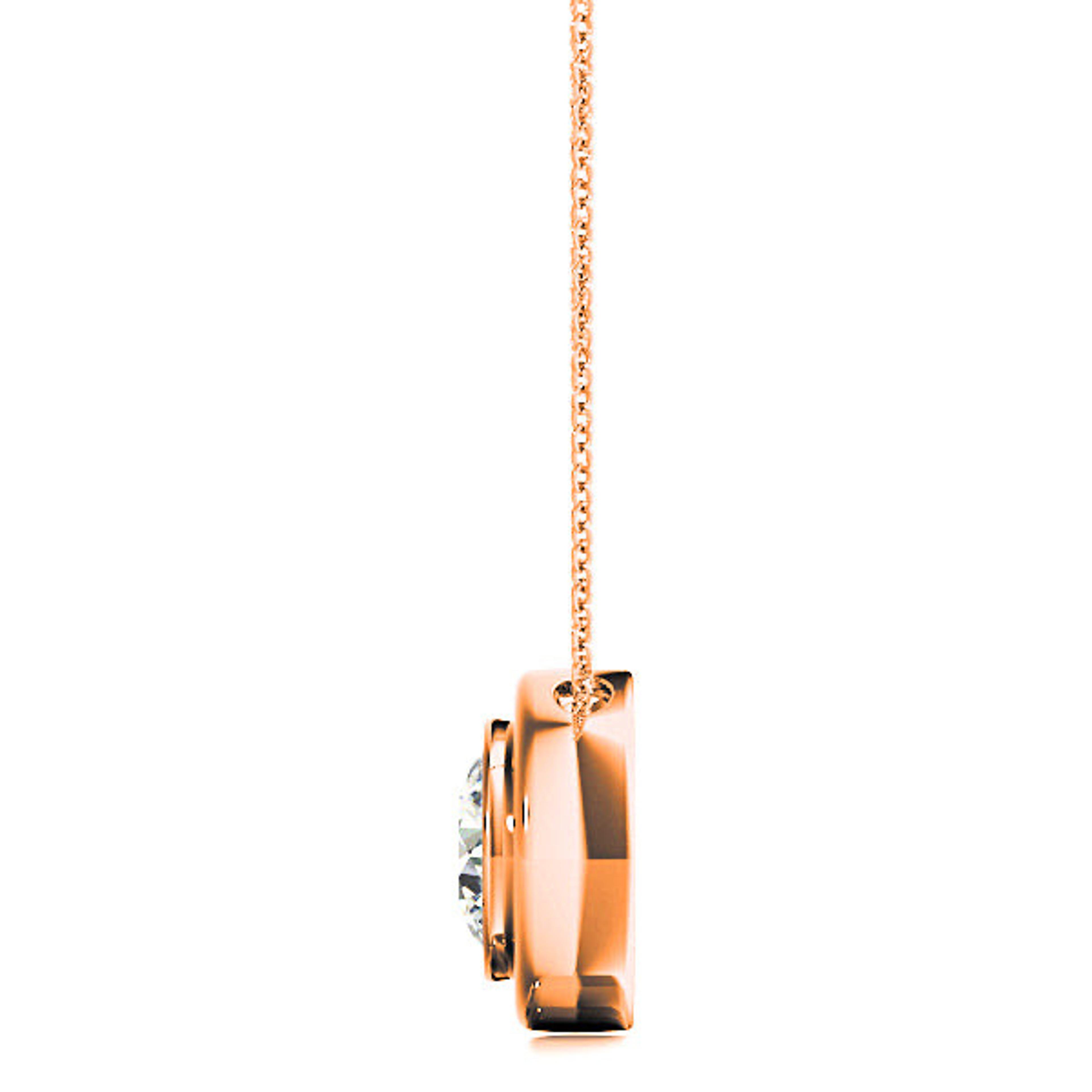 Bezel Set Round Diamond Solitaire Necklace Pendant-VIRABYANI