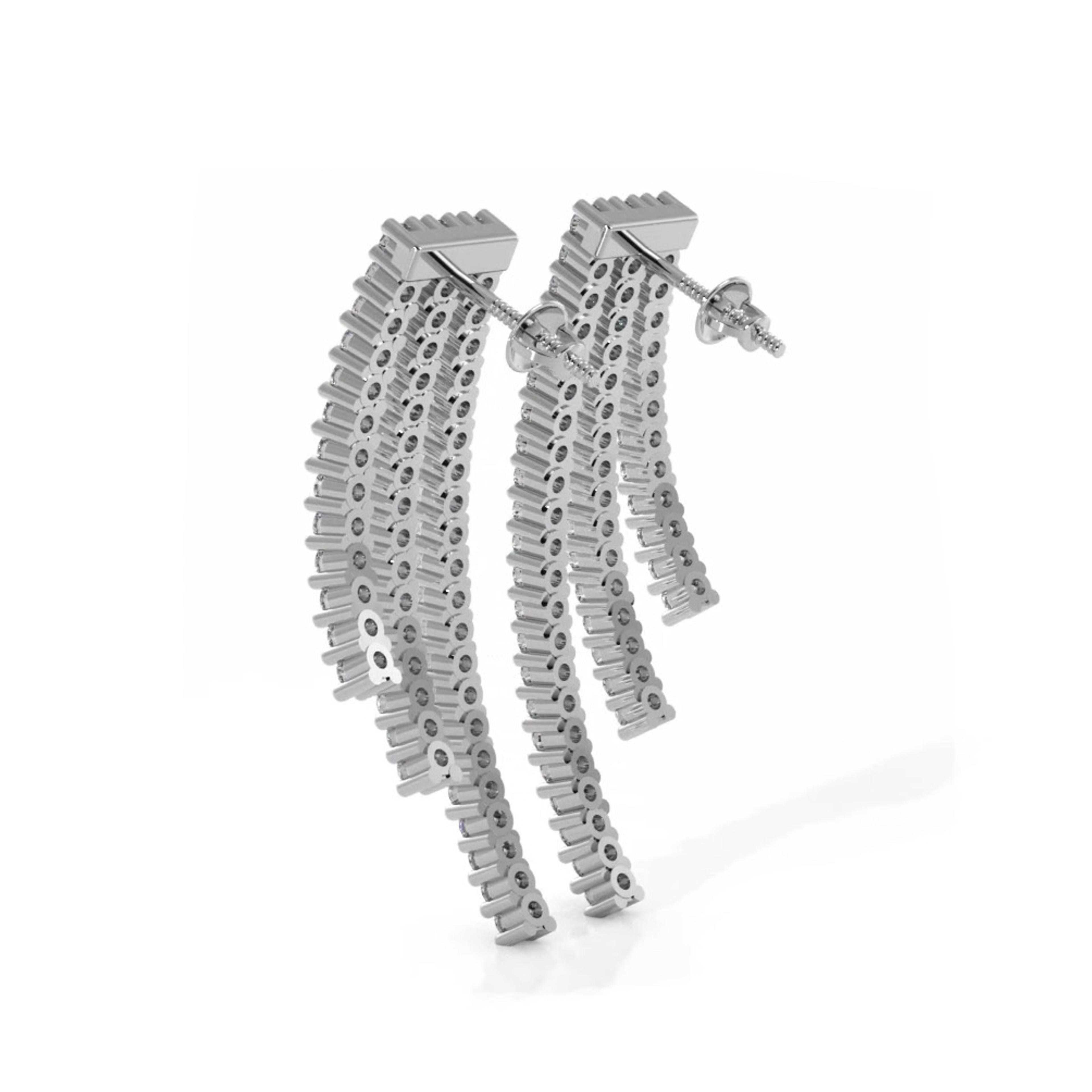 2.0 ctw. Triple Strand Diamond Drop Earrings
