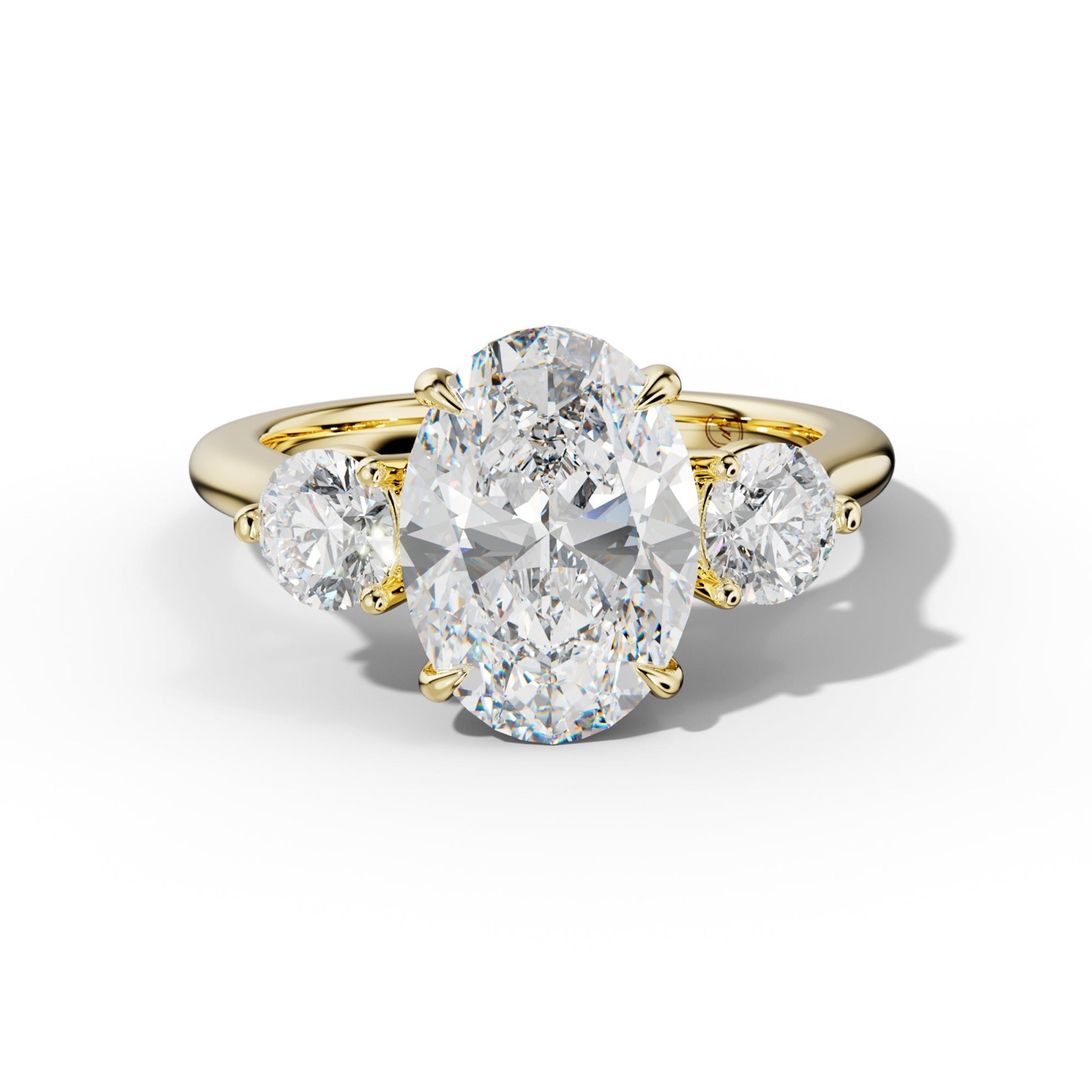 Elsa Oval Diamond Round Side Diamond Engagement Ring