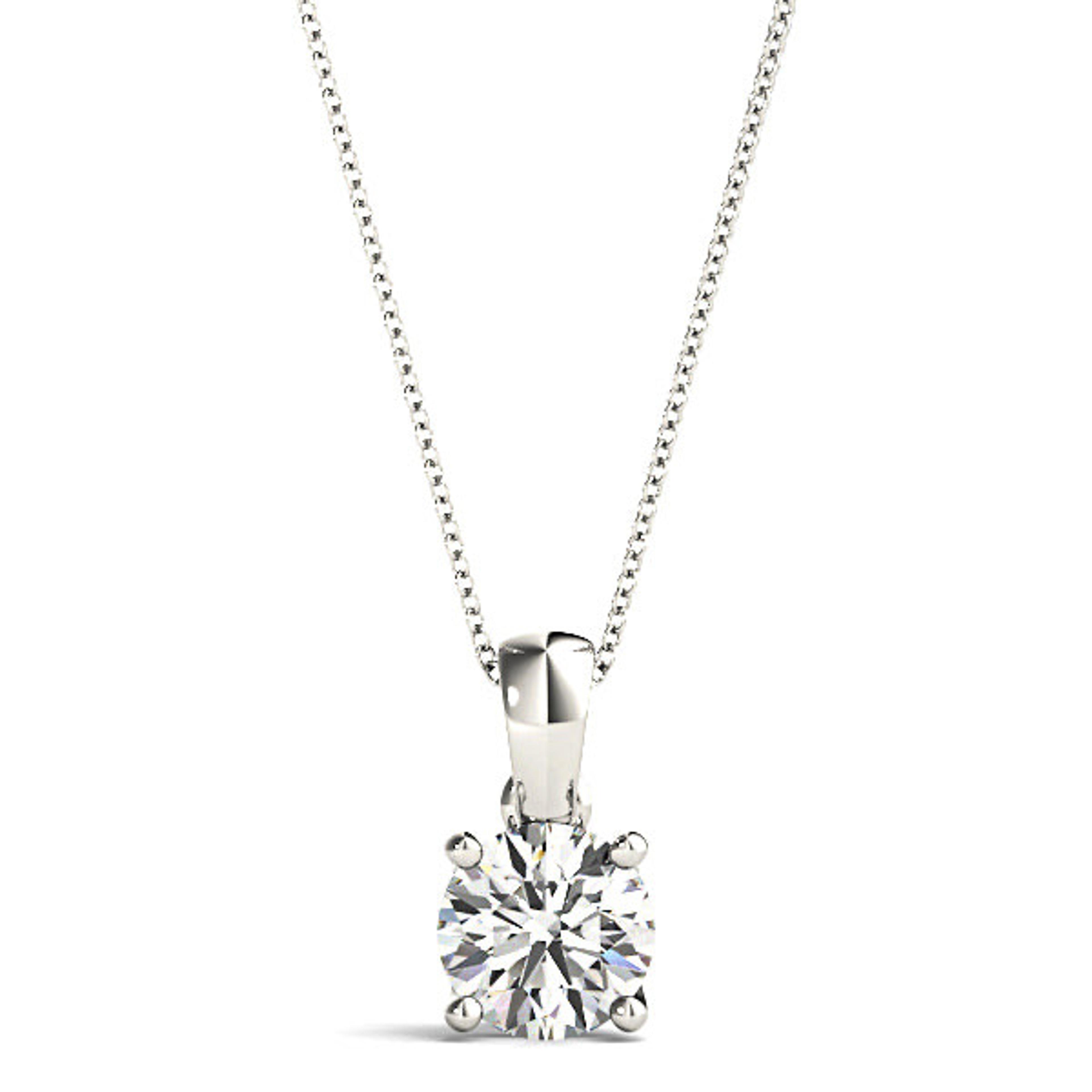 Trellis Setting Round Diamond Solitaire Necklace Pendant-VIRABYANI